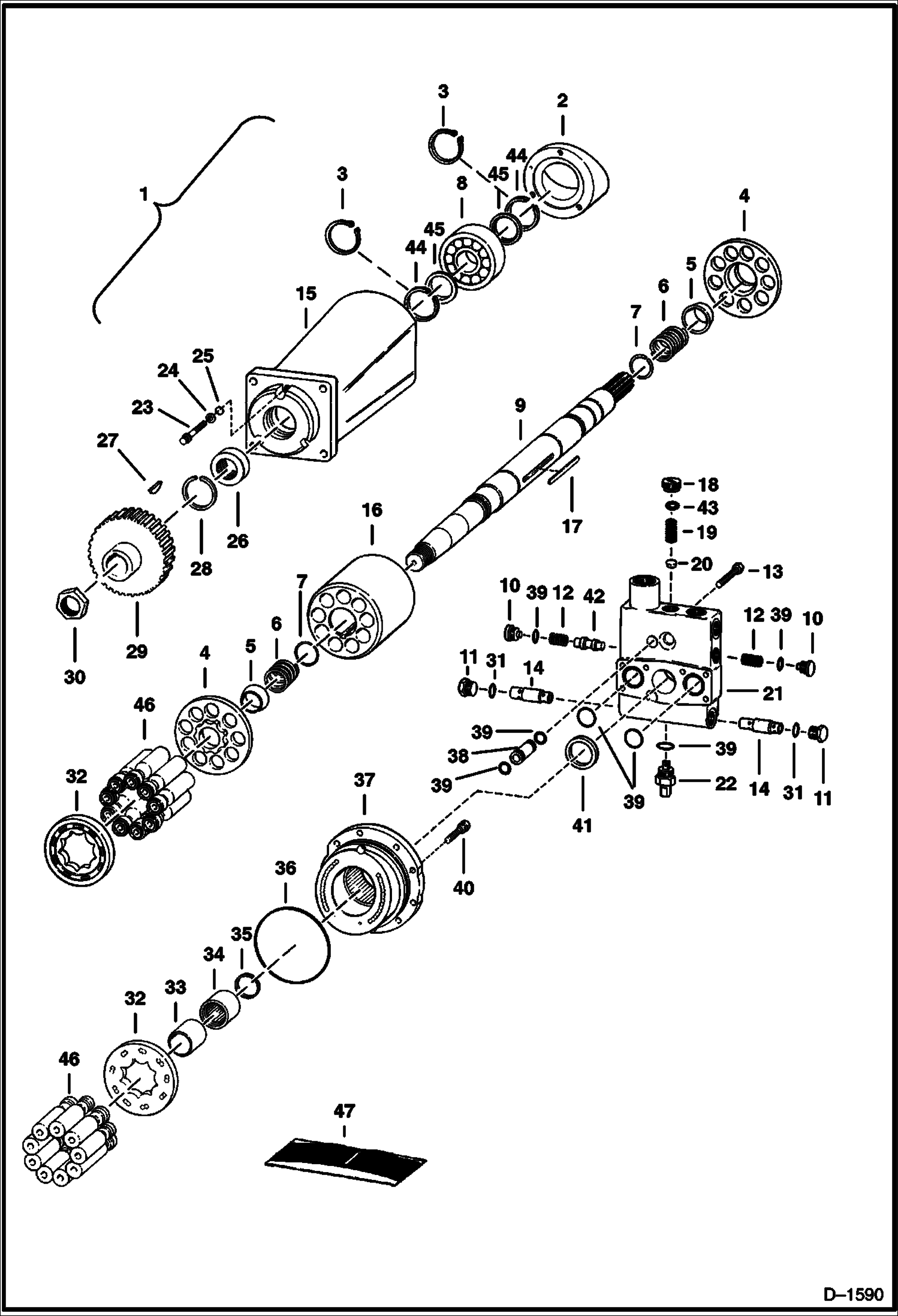 Схема запчастей Bobcat Articulated Loaders - HYDROSTATIC MOTOR (S/N 13060 & Below) HYDROSTATIC SYSTEM