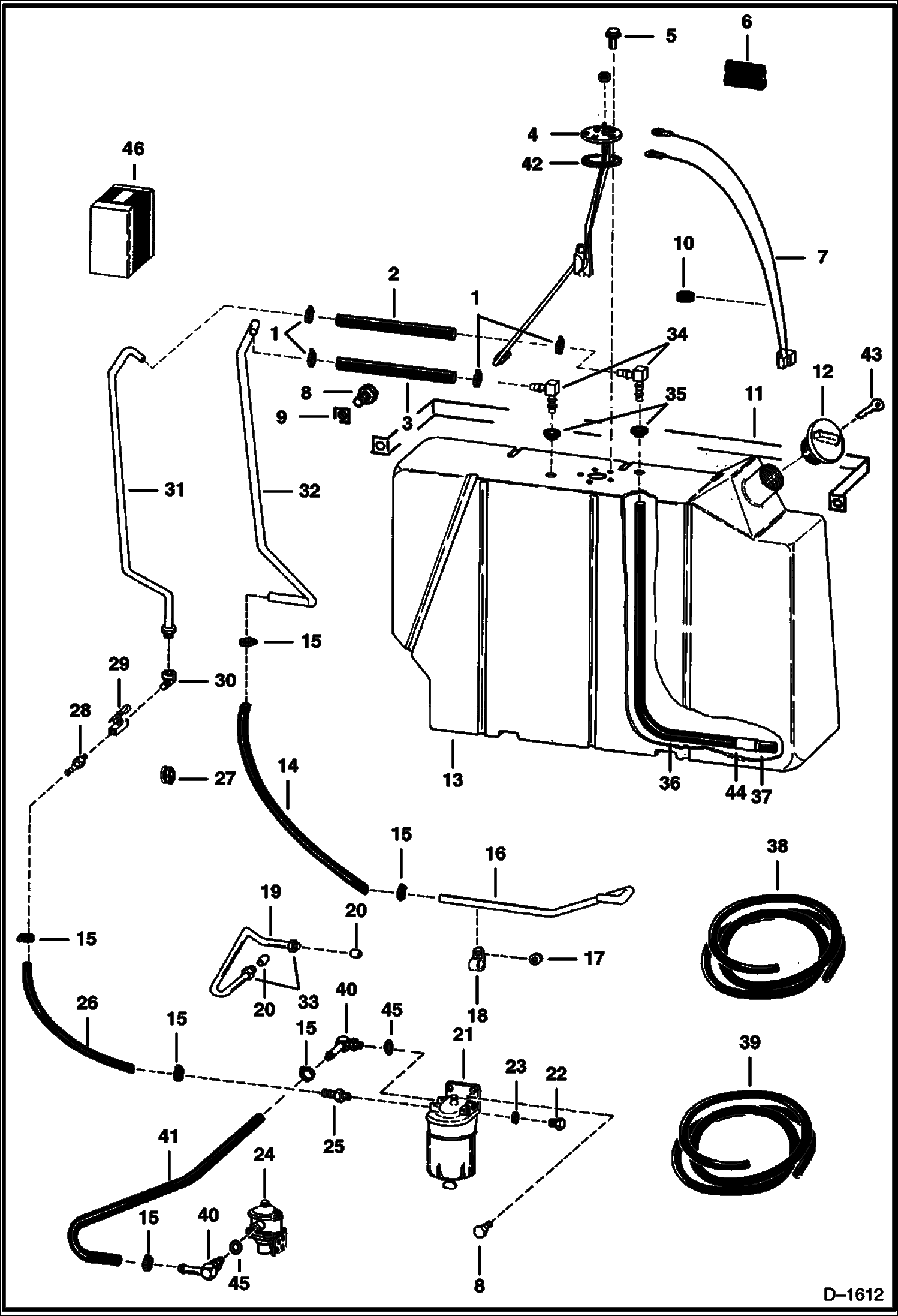 Схема запчастей Bobcat 800s - FUEL SYSTEM (S/N 11895 & Above) MAIN FRAME