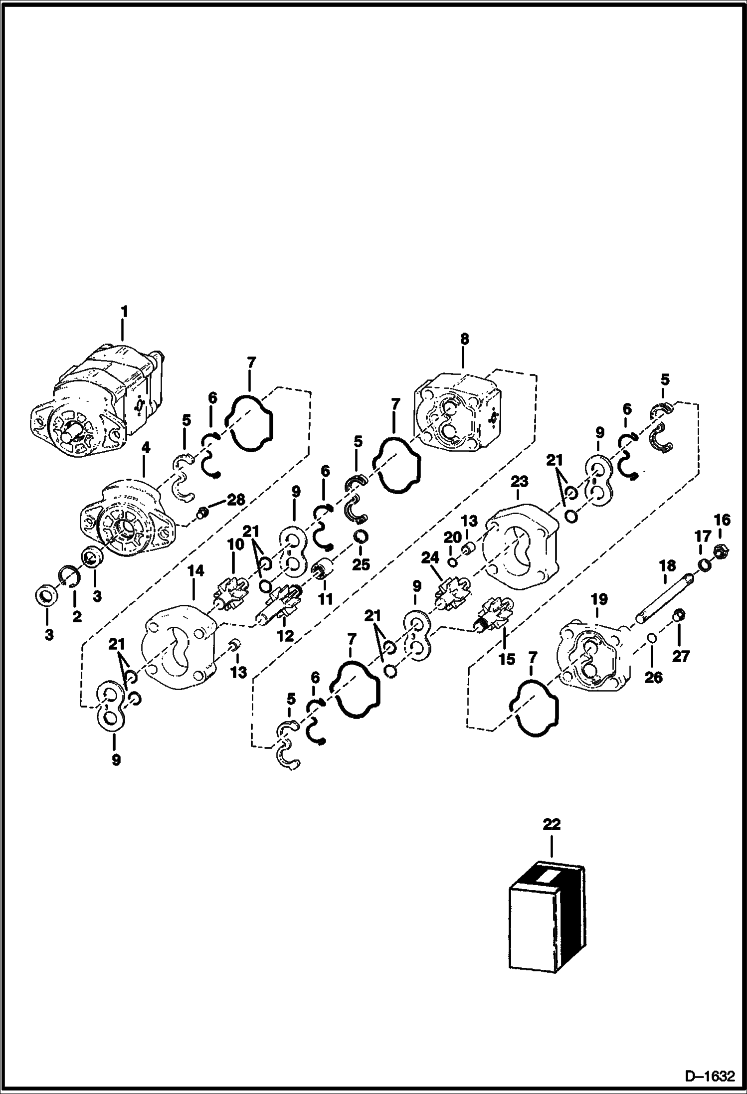 Схема запчастей Bobcat 900s - HYDRAULIC PUMP (S/N 12639 & Above - Tyrone) HYDRAULIC SYSTEM