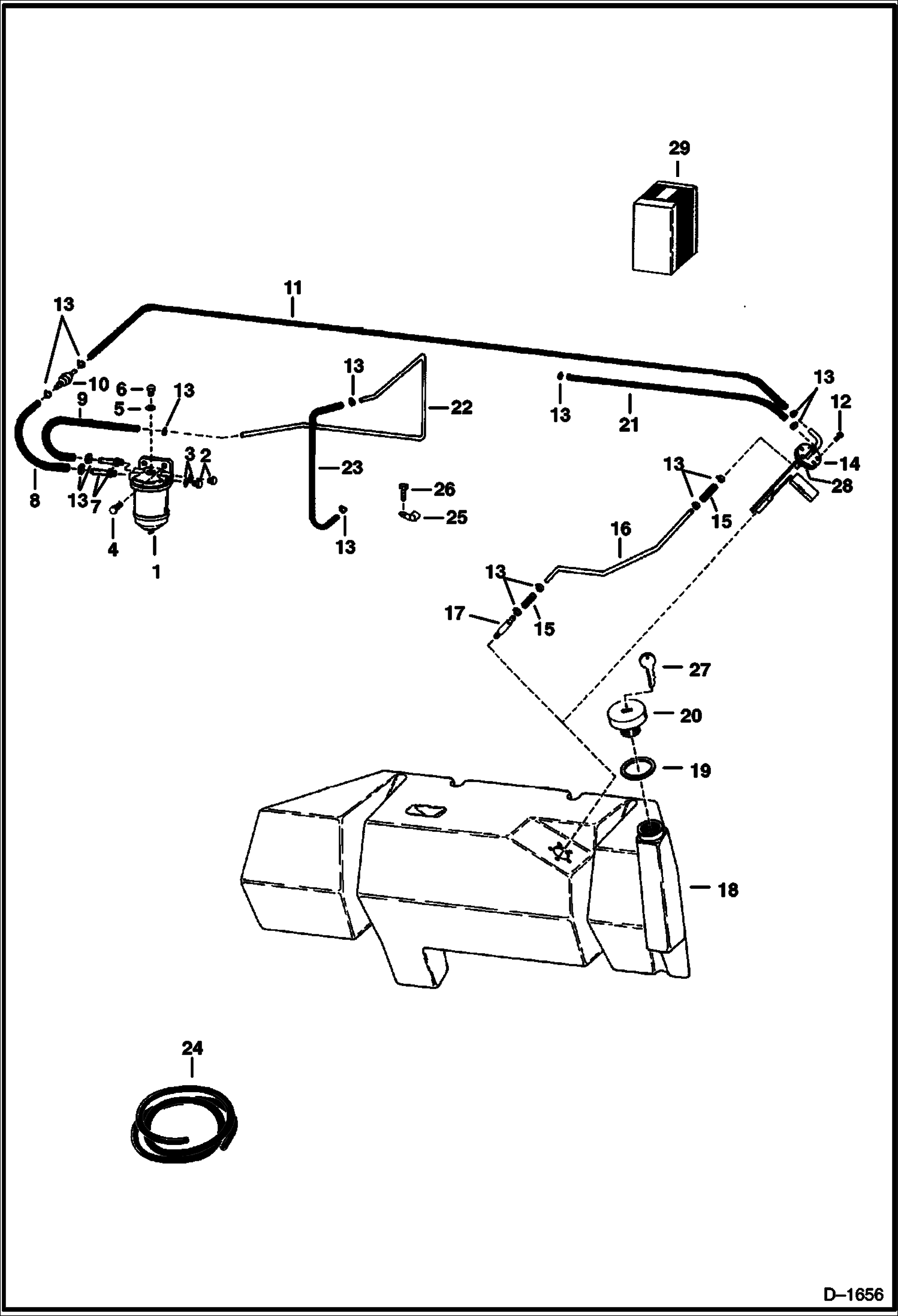 Схема запчастей Bobcat Articulated Loaders - FUEL SYSTEM MAIN FRAME