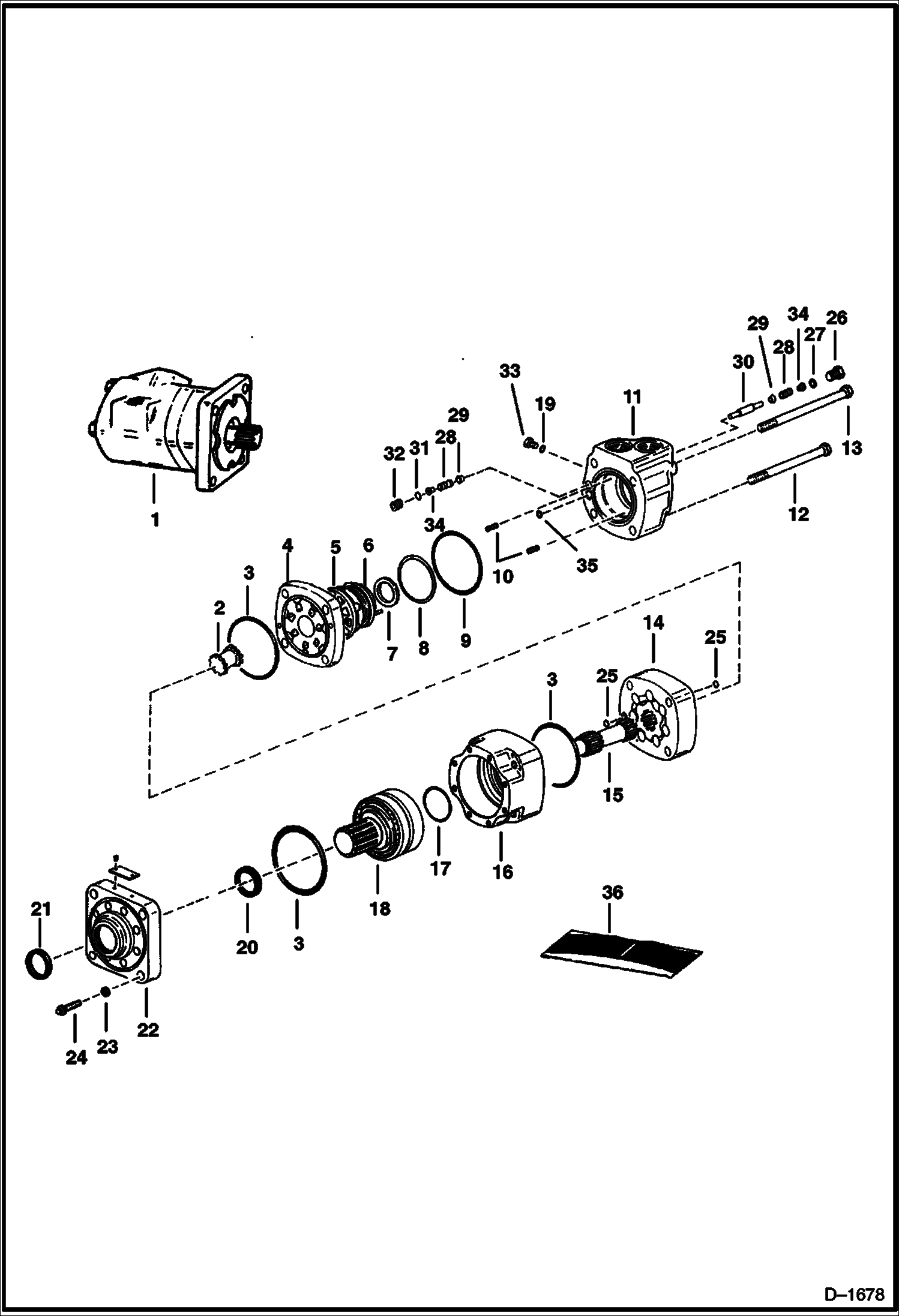 Схема запчастей Bobcat 600s - HYDROSTATIC MOTOR (Splined Shaft) (S/N 13620 & Above) HYDROSTATIC SYSTEM