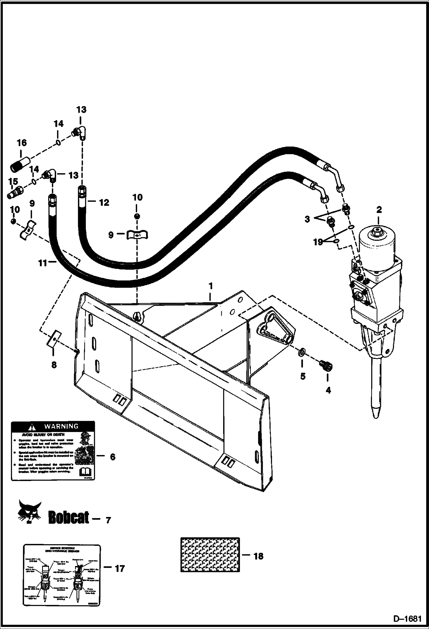 Схема запчастей Bobcat BREAKERS - BREAKER (Hydraulic Breaker Bob-Tach Mtg) (One Position) (2500) Loader