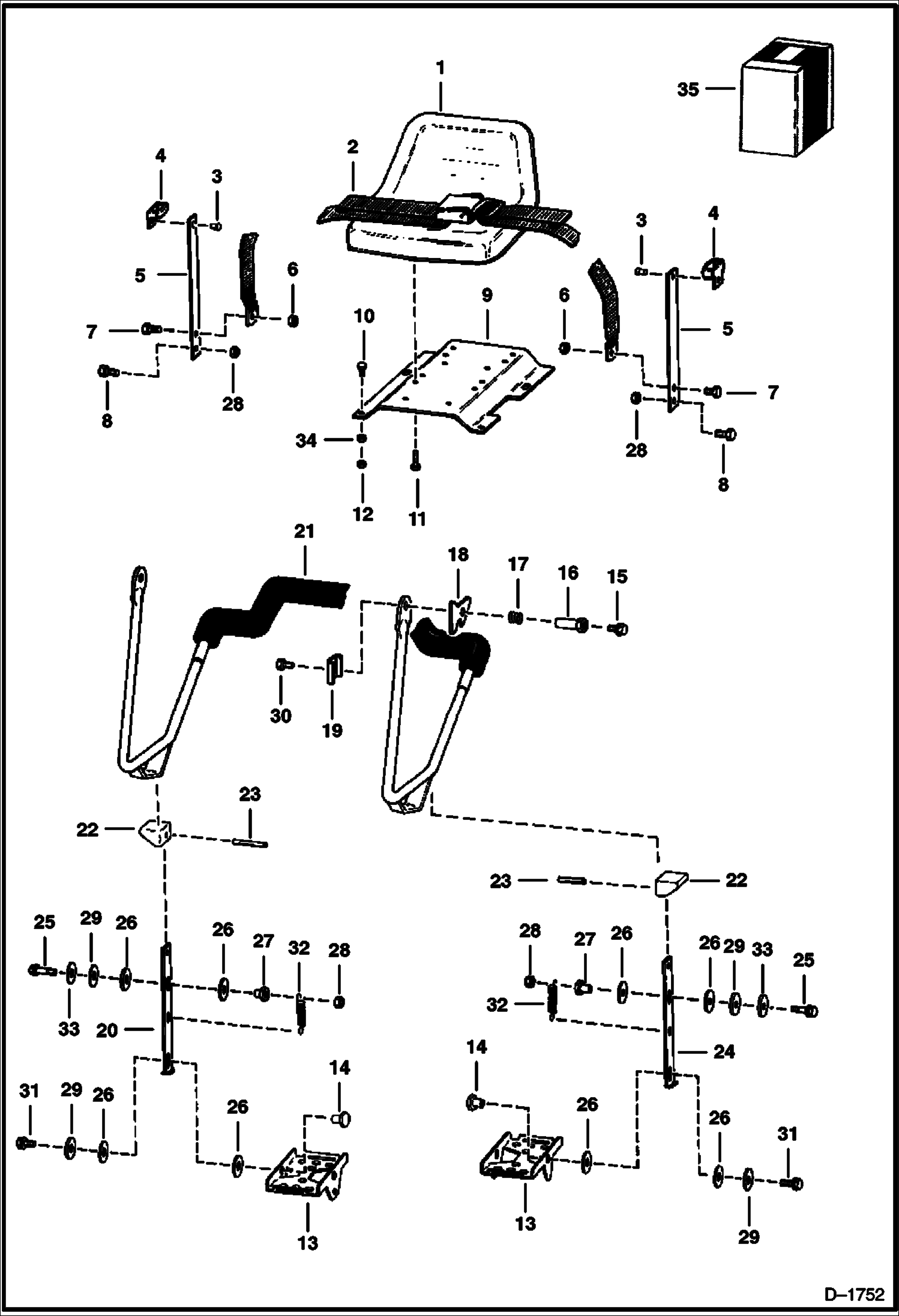 Схема запчастей Bobcat 400s - SEAT & SEAT BAR MAIN FRAME