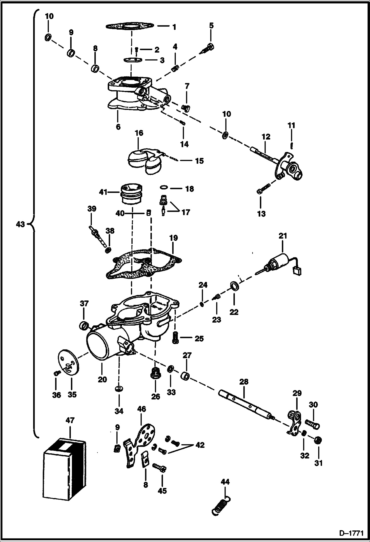 Схема запчастей Bobcat 600s - CARBURETOR POWER UNIT
