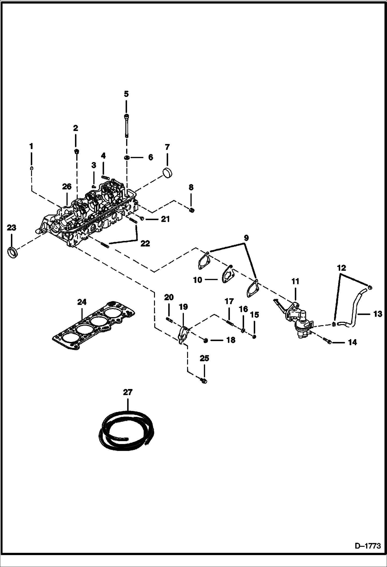 Схема запчастей Bobcat 600s - CYLINDER HEAD POWER UNIT