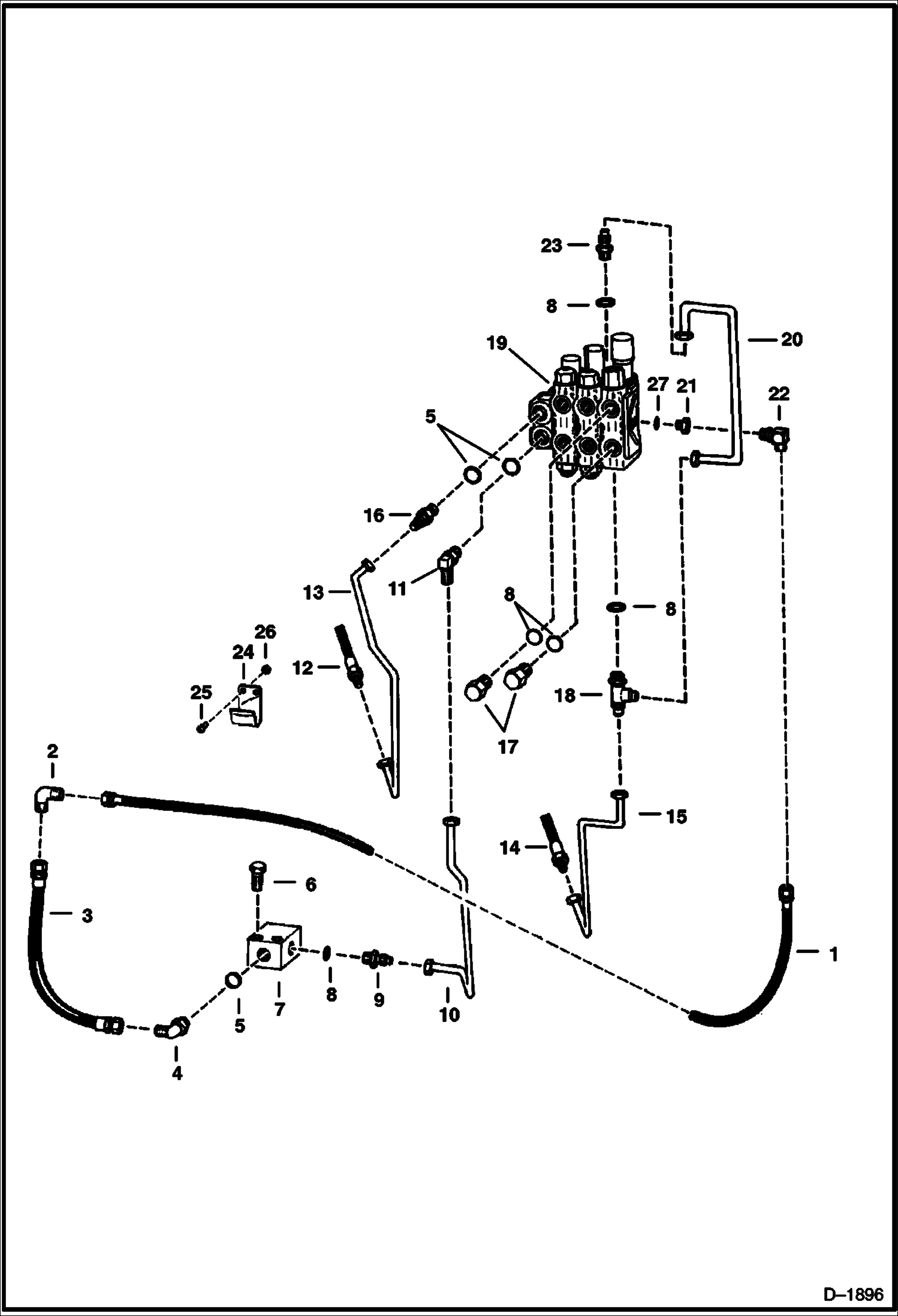 Схема запчастей Bobcat BACKHOE - BACKHOE (Rear Auxiliary Hydraulics) (2400) (2410 509212001 - 12334) 911B/914B BACKHOE