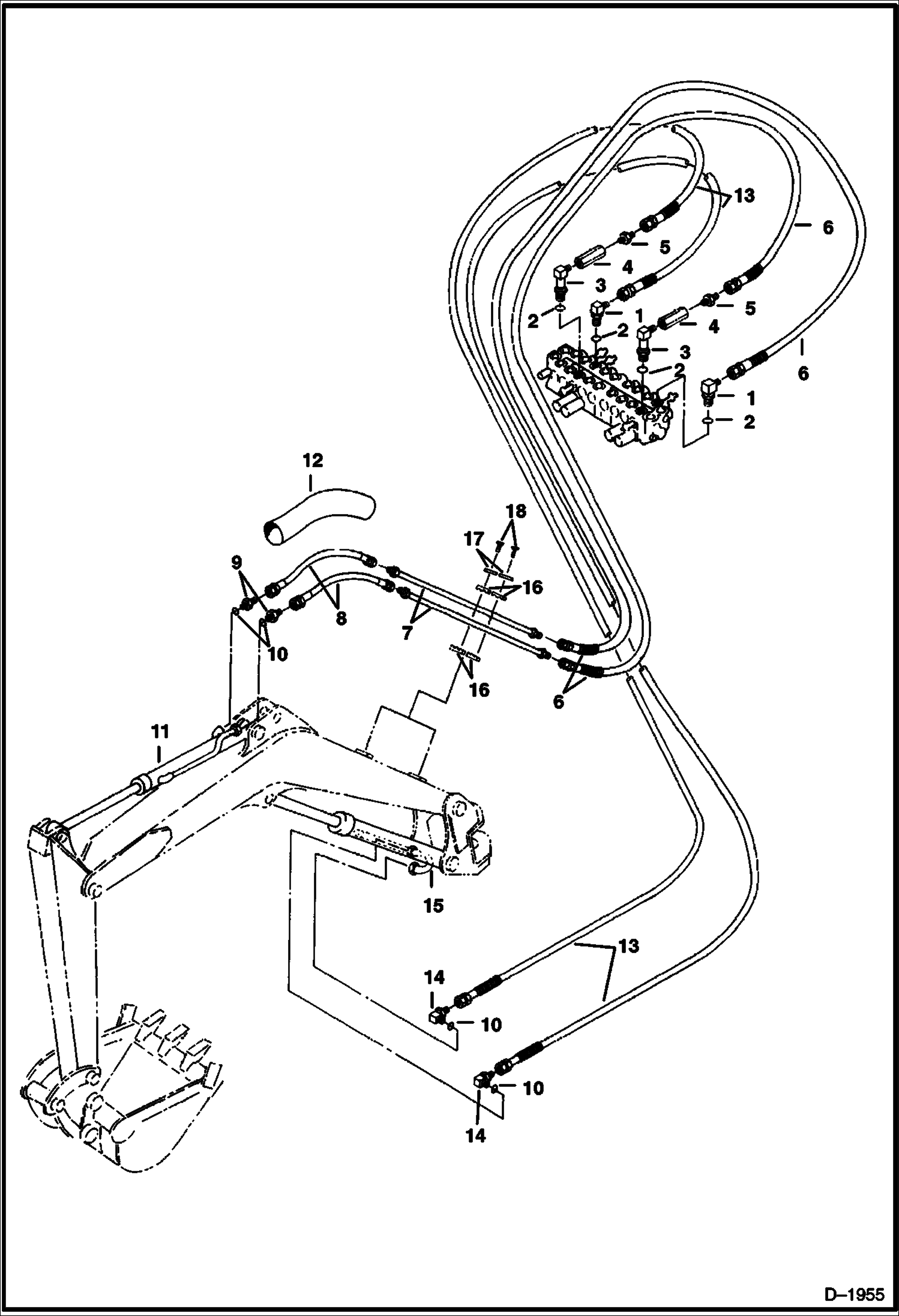 Схема запчастей Bobcat 231 - HYDRAULIC CIRCUITRY (Arm & Boom) HYDRAULIC SYSTEM