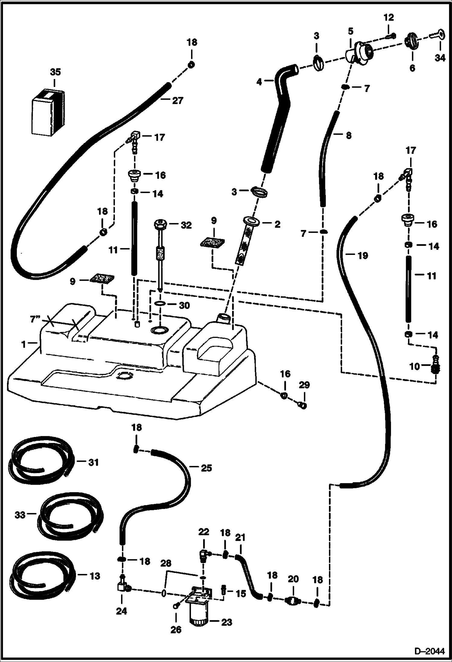 Схема запчастей Bobcat 800s - FUEL SYSTEM MAIN FRAME