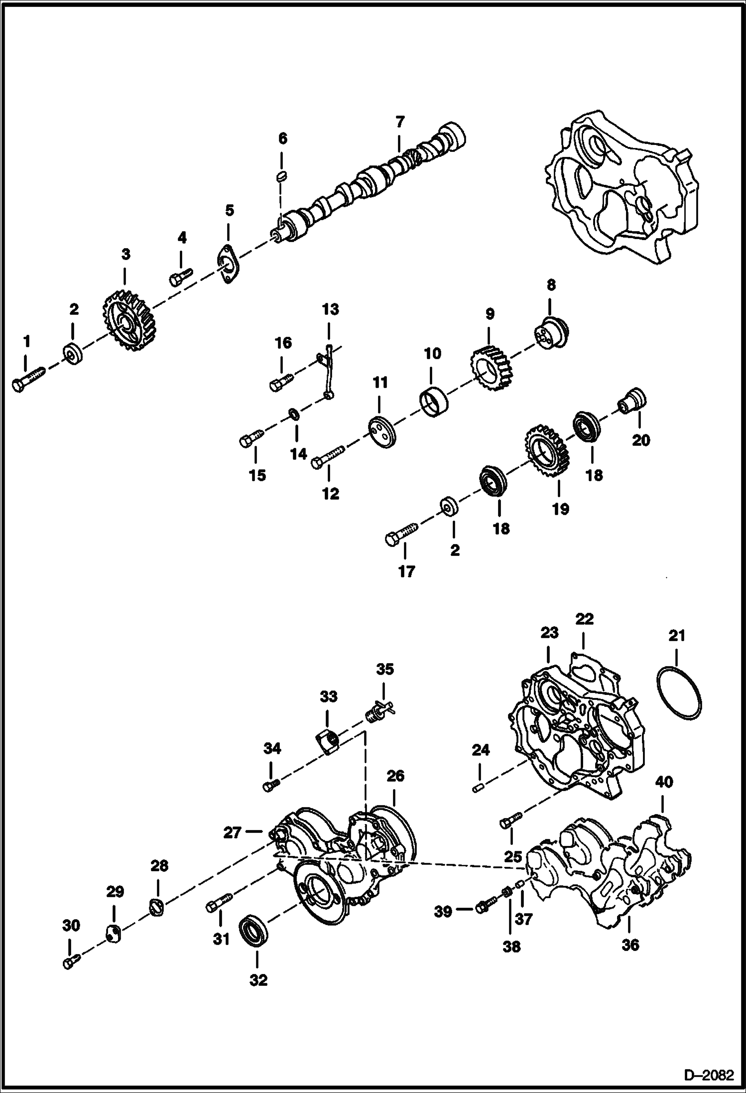 Схема запчастей Bobcat 800s - CAMSHAFT & TIMING GEAR POWER UNIT