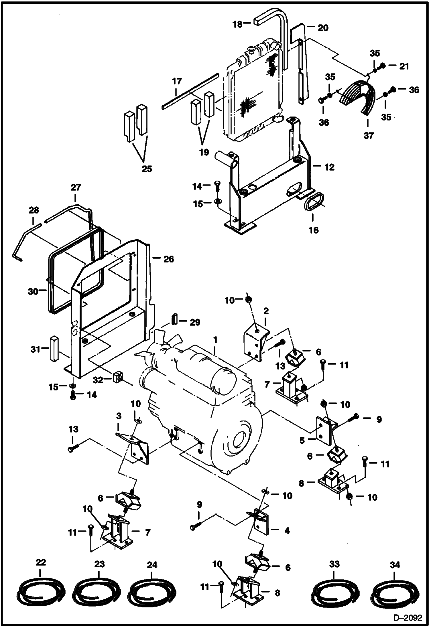 Схема запчастей Bobcat 225 - ENGINE MOUNTING POWER UNIT