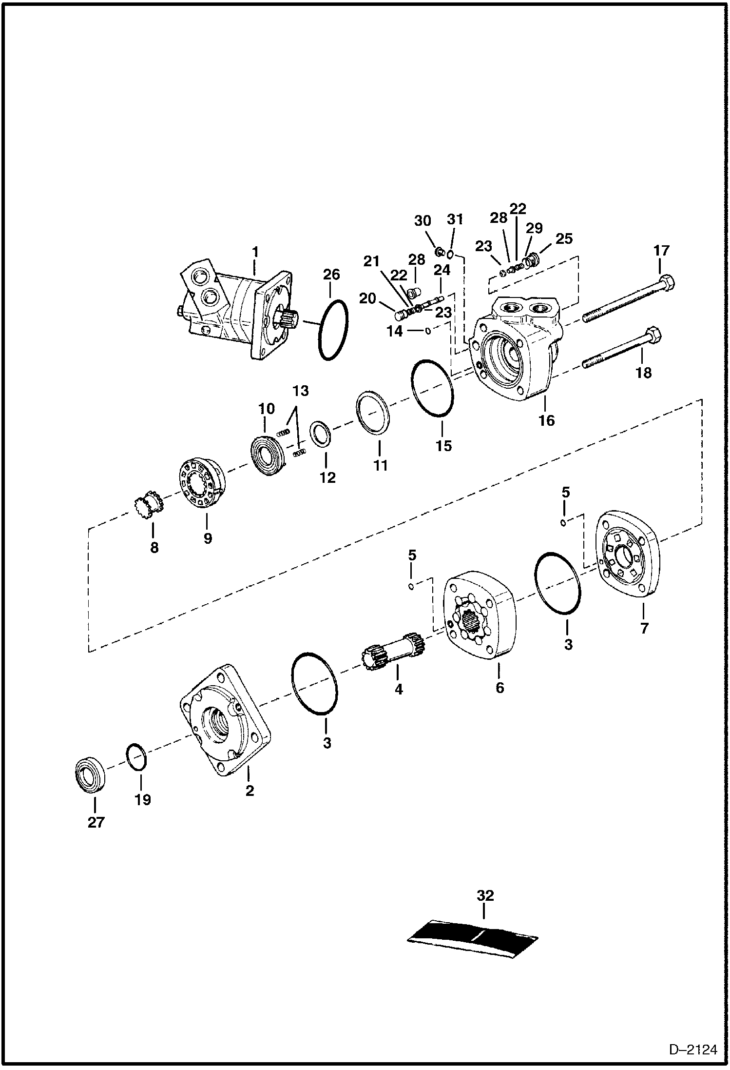 Схема запчастей Bobcat 700s - HYDROSTATIC MOTOR (S/N 5122 18843 & Below, 5124 40645 & Below, 5126 12191 & Below) HYDROSTATIC SYSTEM