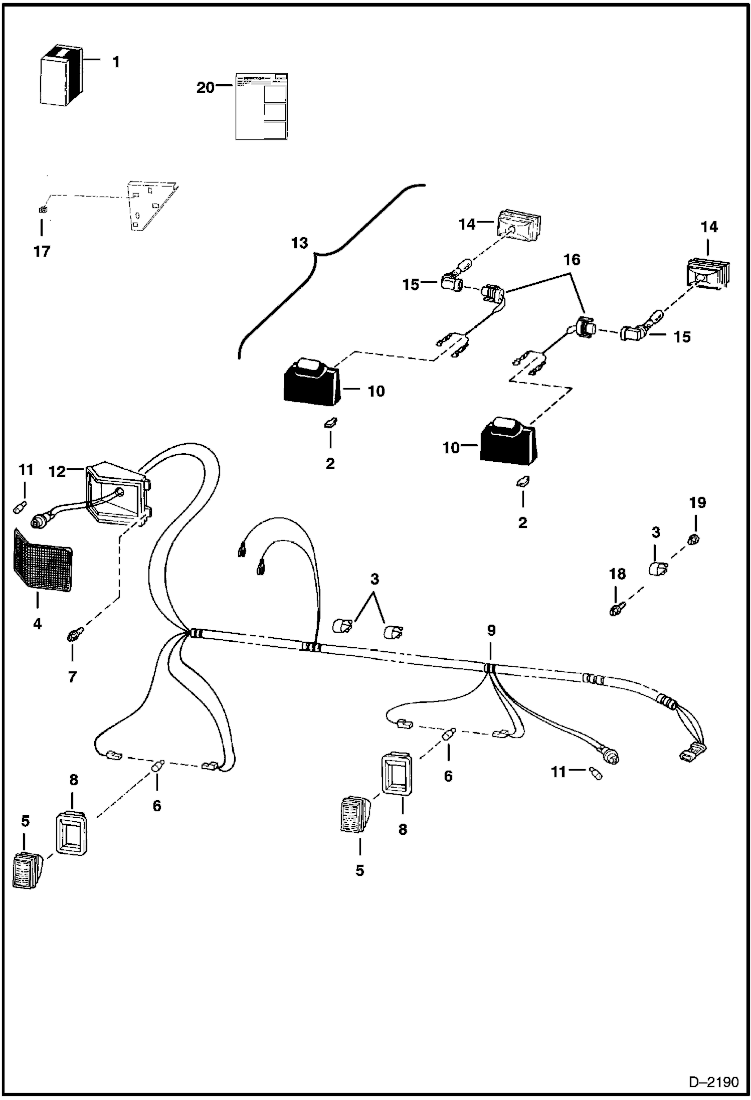 Схема запчастей Bobcat 700s - LIGHT KIT (Two Pc. Rear Door) (S/N 5122 25975 & Bel, 5124 41137 & Bel, 5126 12658 & Bel) ACCESSORIES & OPTIONS
