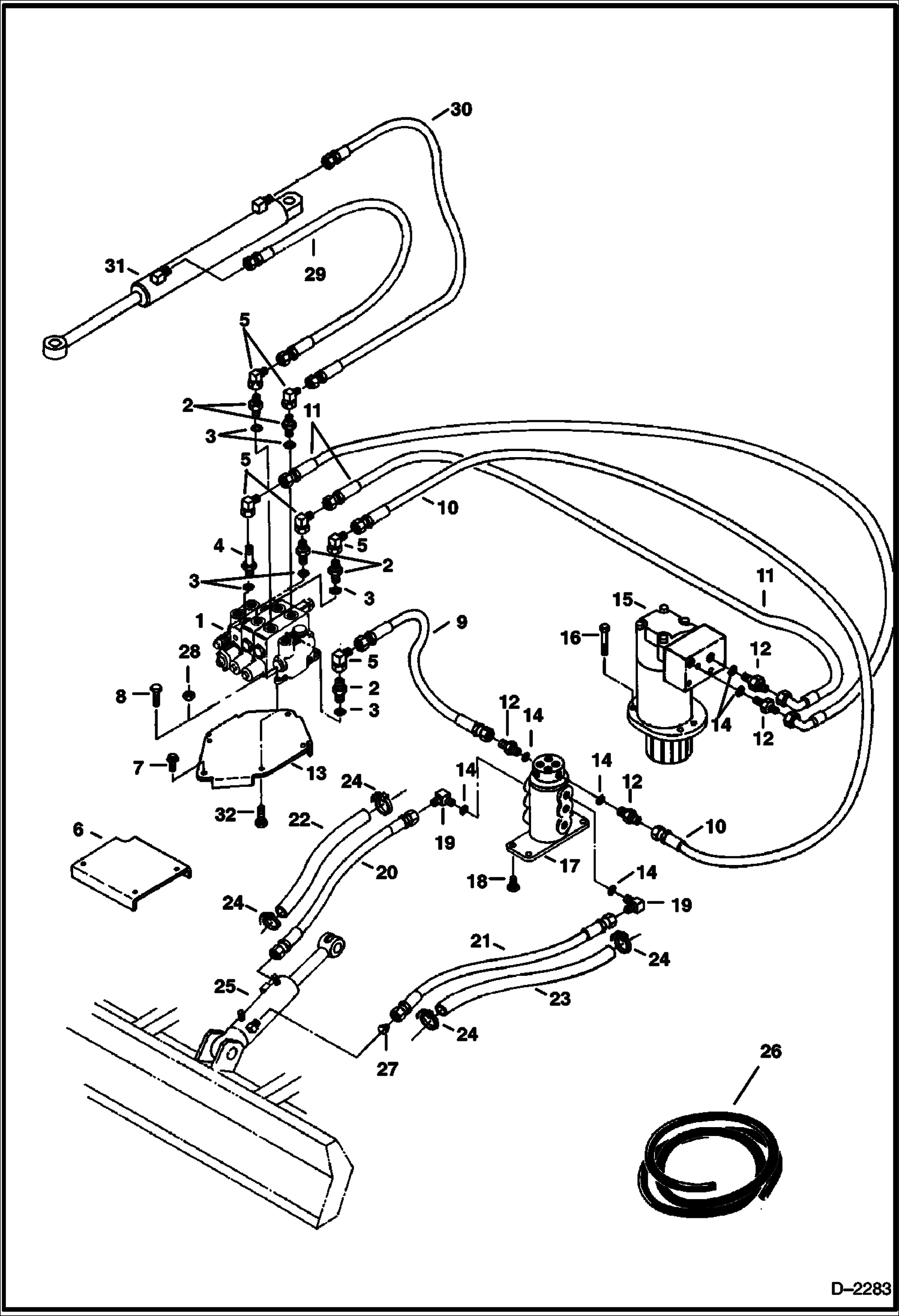 Схема запчастей Bobcat 320 - HYDRAULIC CIRCUITRY (Blade & Swing) (S/N 511721412 - 511722858) HYDRAULIC SYSTEM