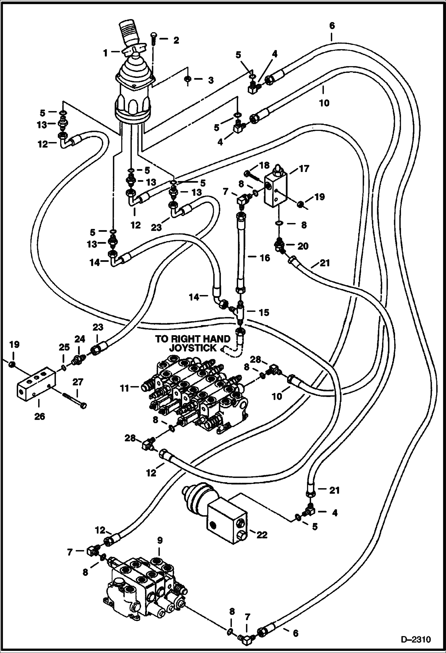 Схема запчастей Bobcat 325 - HYDRAULIC CIRCUITRY (L.H. Joystick Controls) (Arm & Swing) (ISO Control Pattern) HYDRAULIC SYSTEM