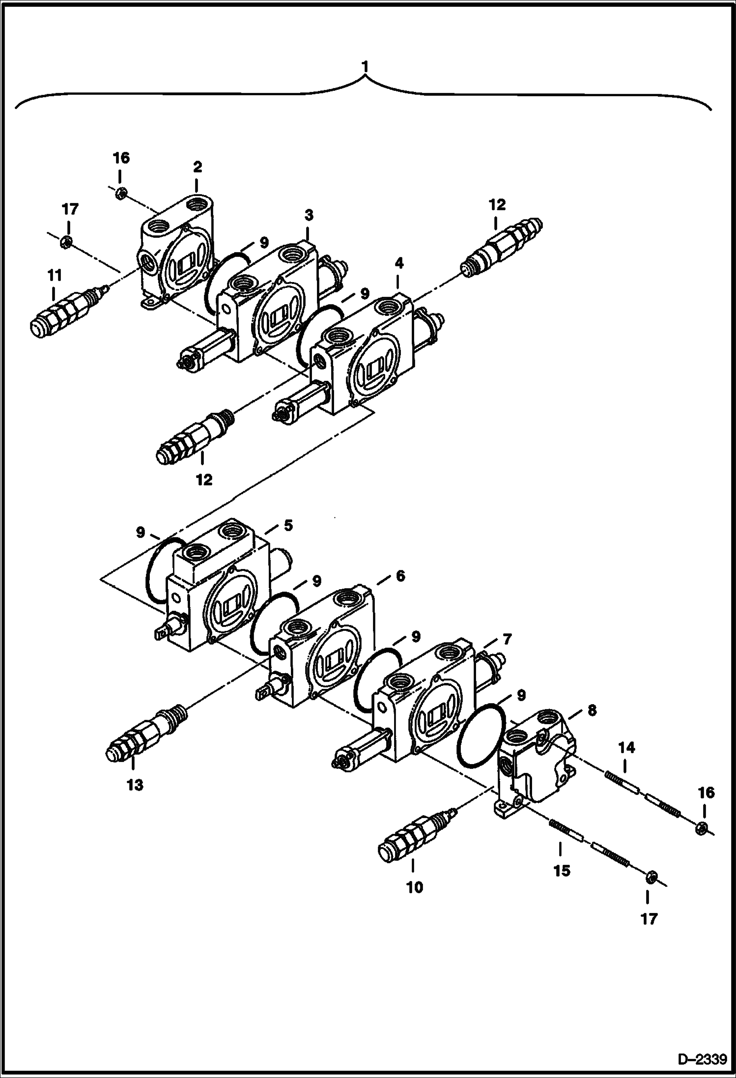 Схема запчастей Bobcat 328 - CONTROL VALVE (5 Spool) HYDRAULIC SYSTEM