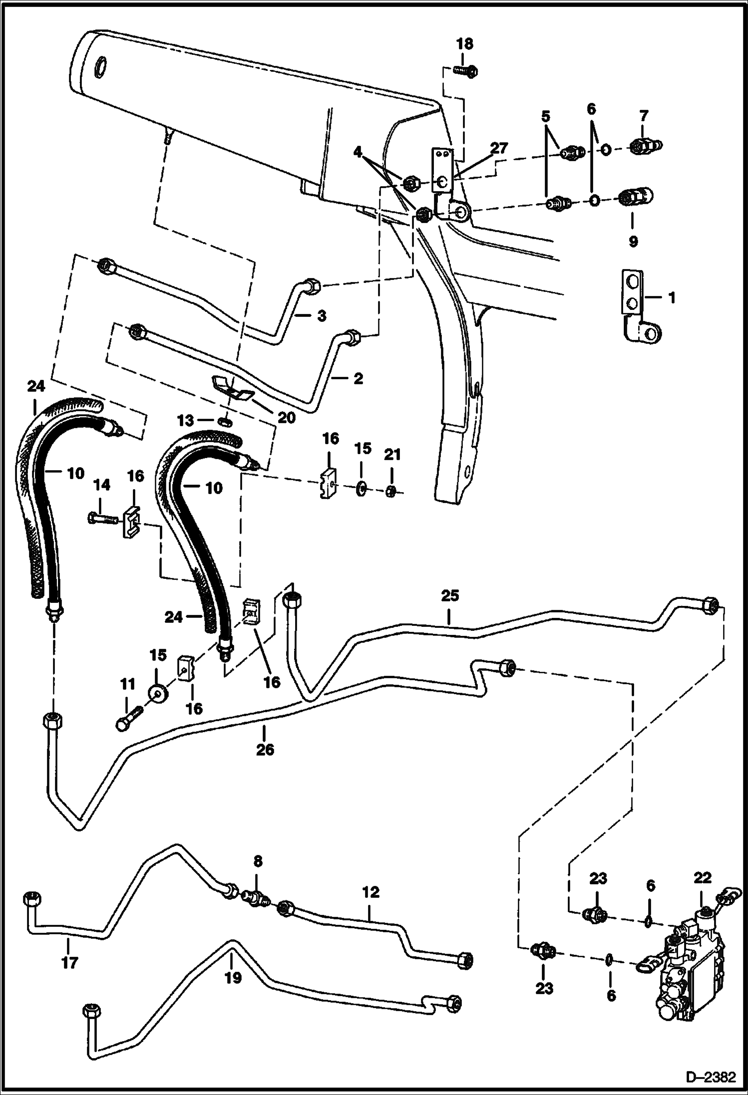Схема запчастей Bobcat 700s - AUXILIARY HYDRAULICS (W/FF Couplers) (S/N 5122 20298 & Abv, 5124 40721 & Abv, 5126 12258 & Abv) HYDRAULIC SYSTEM
