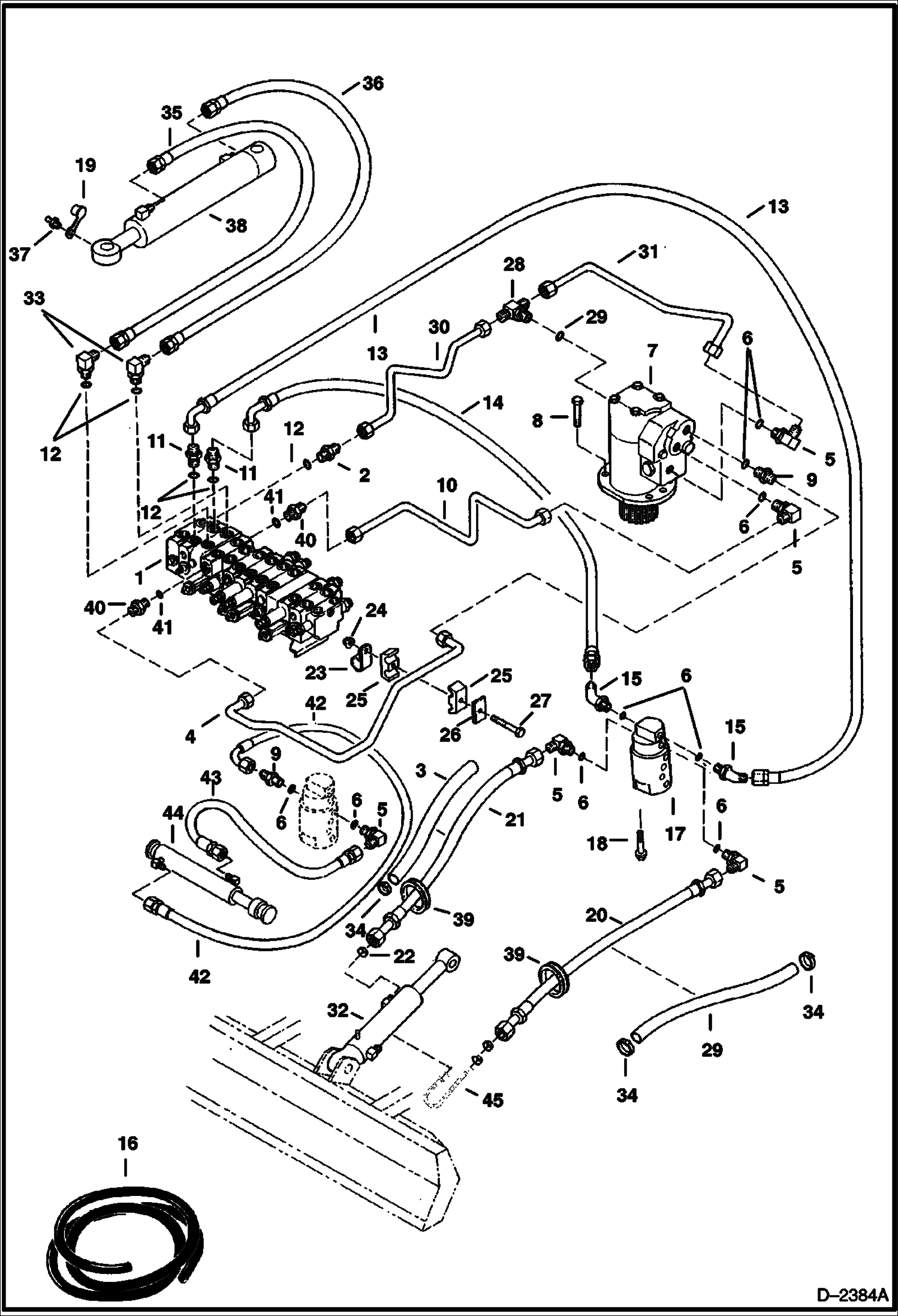 Схема запчастей Bobcat 322 - HYDRAULIC CIRCUITRY (Blade & Swing) (S/N 562320001 & Above, 517811001 & Above) HYDRAULIC SYSTEM