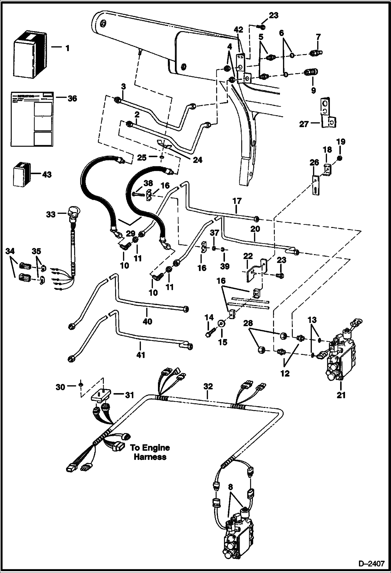 Схема запчастей Bobcat 700s - FRONT AUXILIARY KIT (W/FF Couplers) (S/N 5127 27421 & Abv, 5086 94509 & Abv, 5158 11001-29999, 5162 11001-19999 ACCESSORIES & OPTIONS