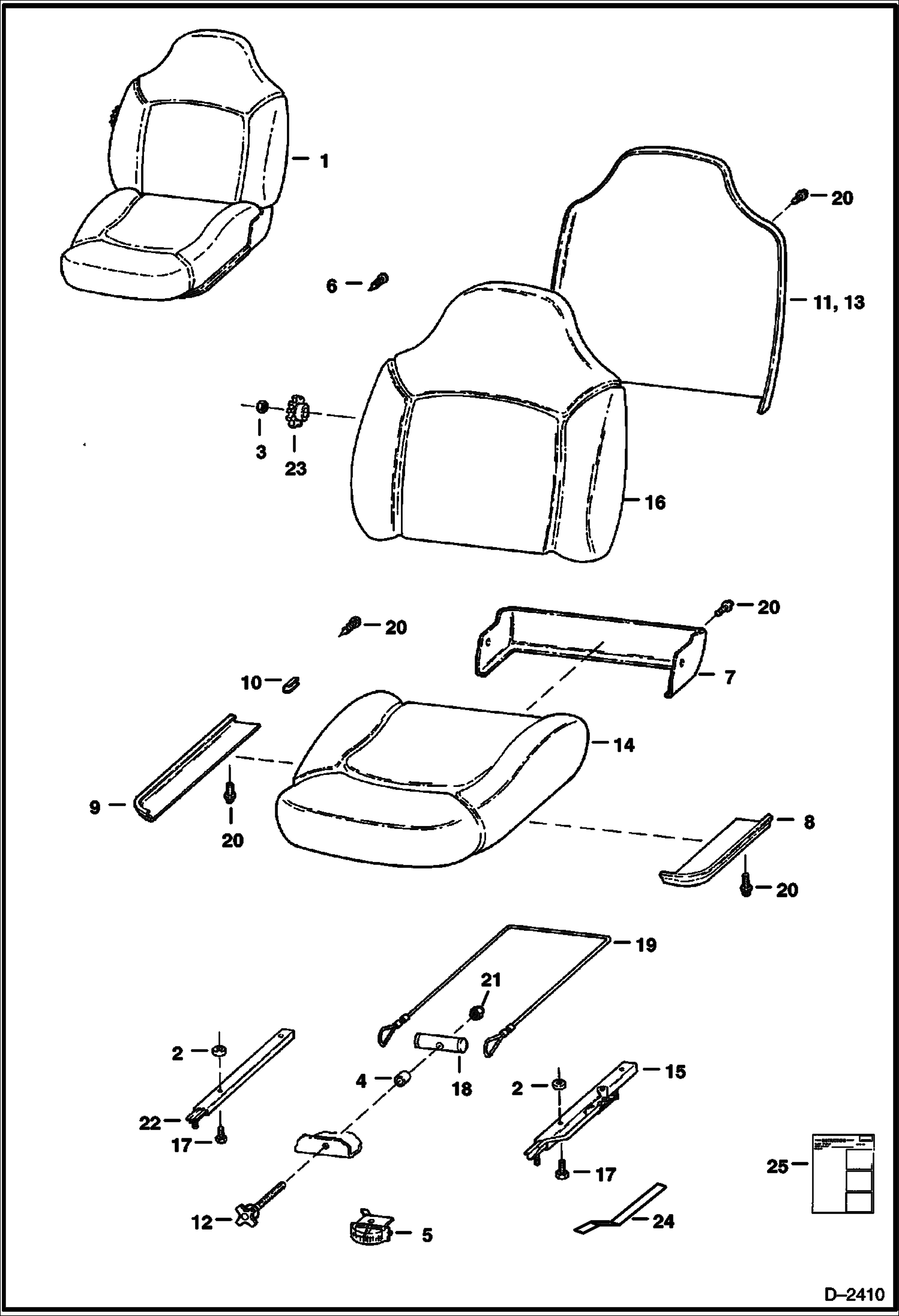 Схема запчастей Bobcat 800s - SUSPENSION SEAT (Michigan) ACCESSORIES & OPTIONS
