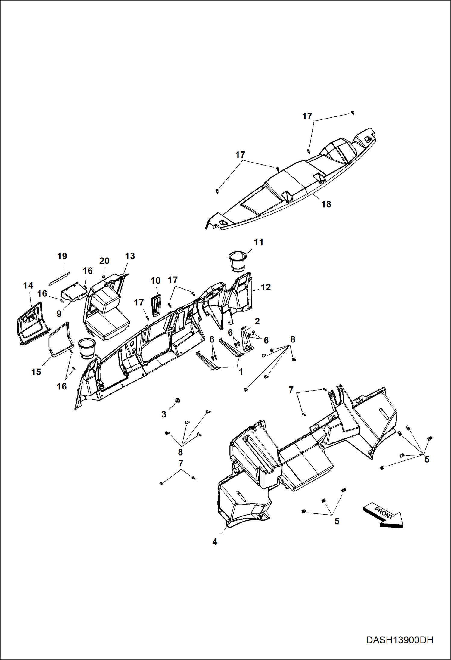 Схема запчастей Bobcat 3600 - BODY, DASH MAIN FRAME