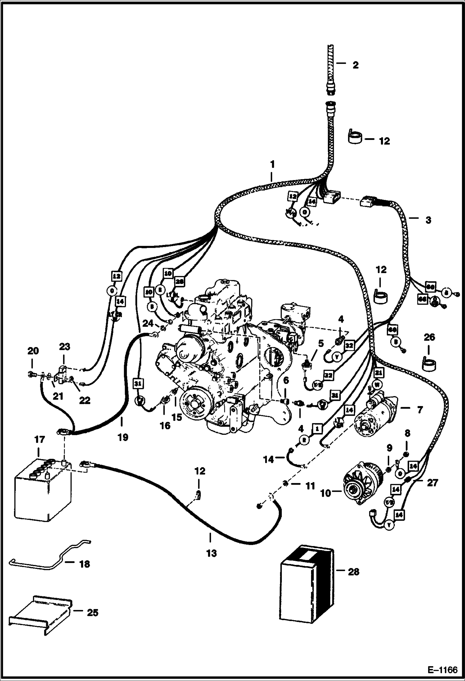 Схема запчастей Bobcat 500s - ENGINE ELECTRICAL S/N 11999 & Below ELECTRICAL SYSTEM