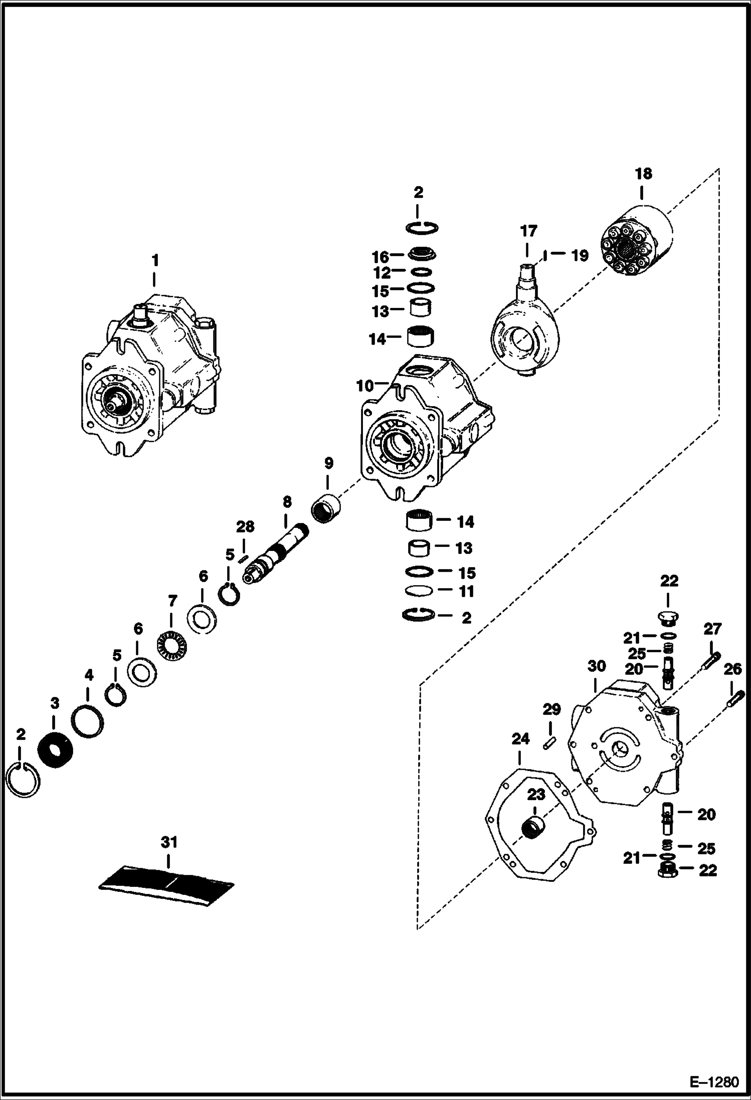 Схема запчастей Bobcat Feller Buncher - HYDROSTATIC PUMP (Rear) HYDROSTATIC SYSTEM