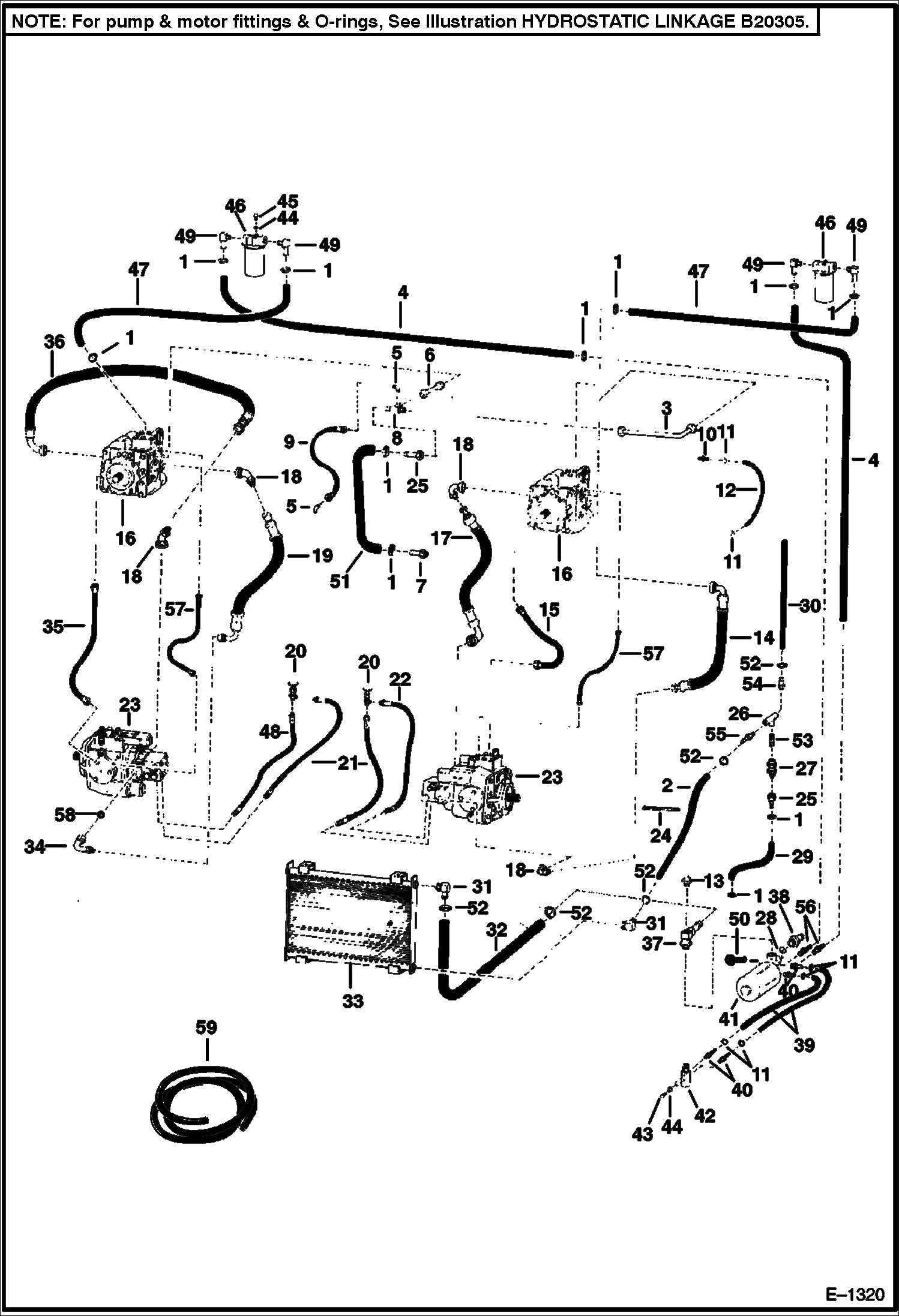 Схема запчастей Bobcat 900s - HYDROSTATIC CIRCUITRY (S/N 12378 Thru 12816) HYDROSTATIC SYSTEM