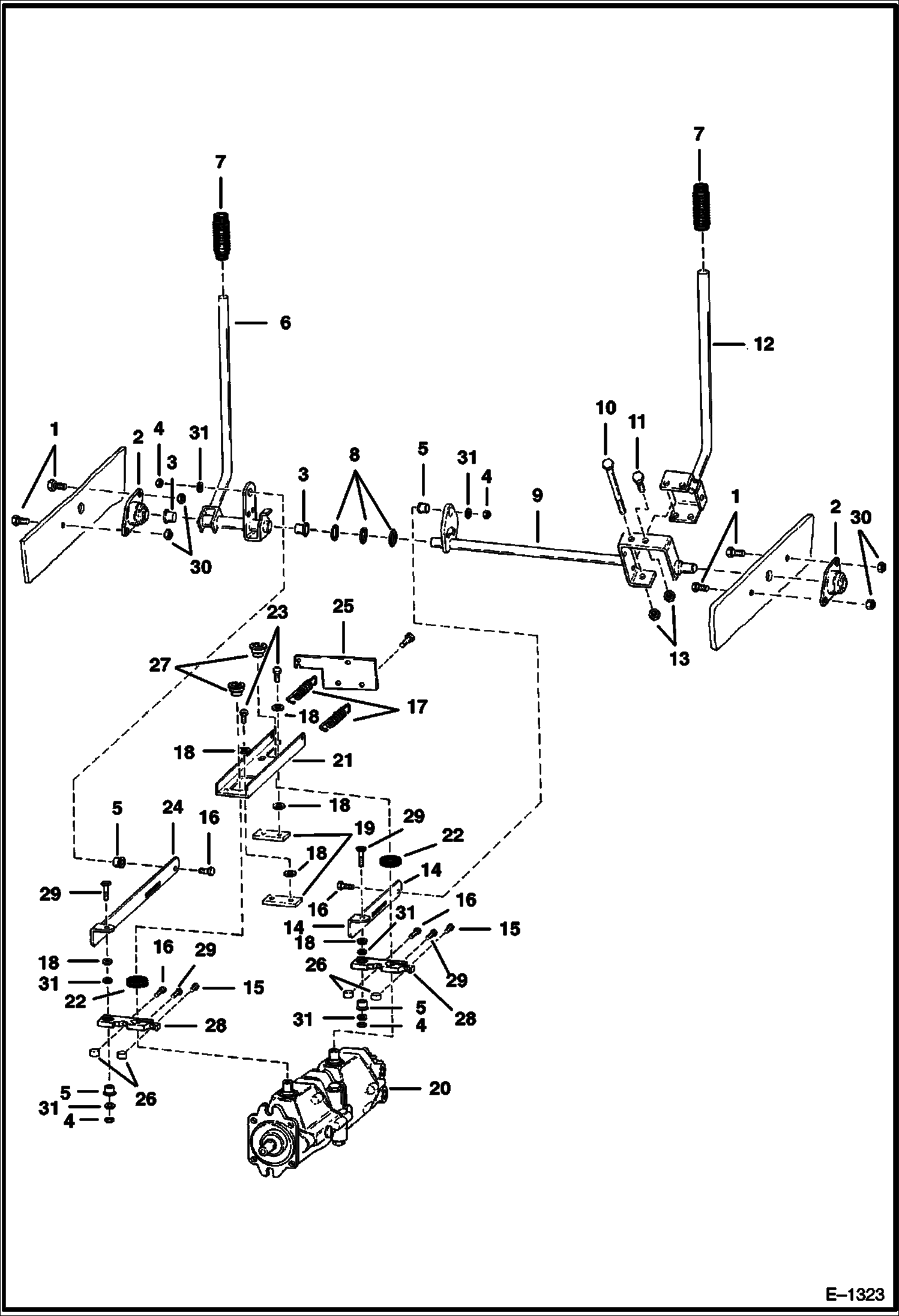 Схема запчастей Bobcat 800s - HAND CONTROLS (S/N 14999 & Below) HYDROSTATIC SYSTEM
