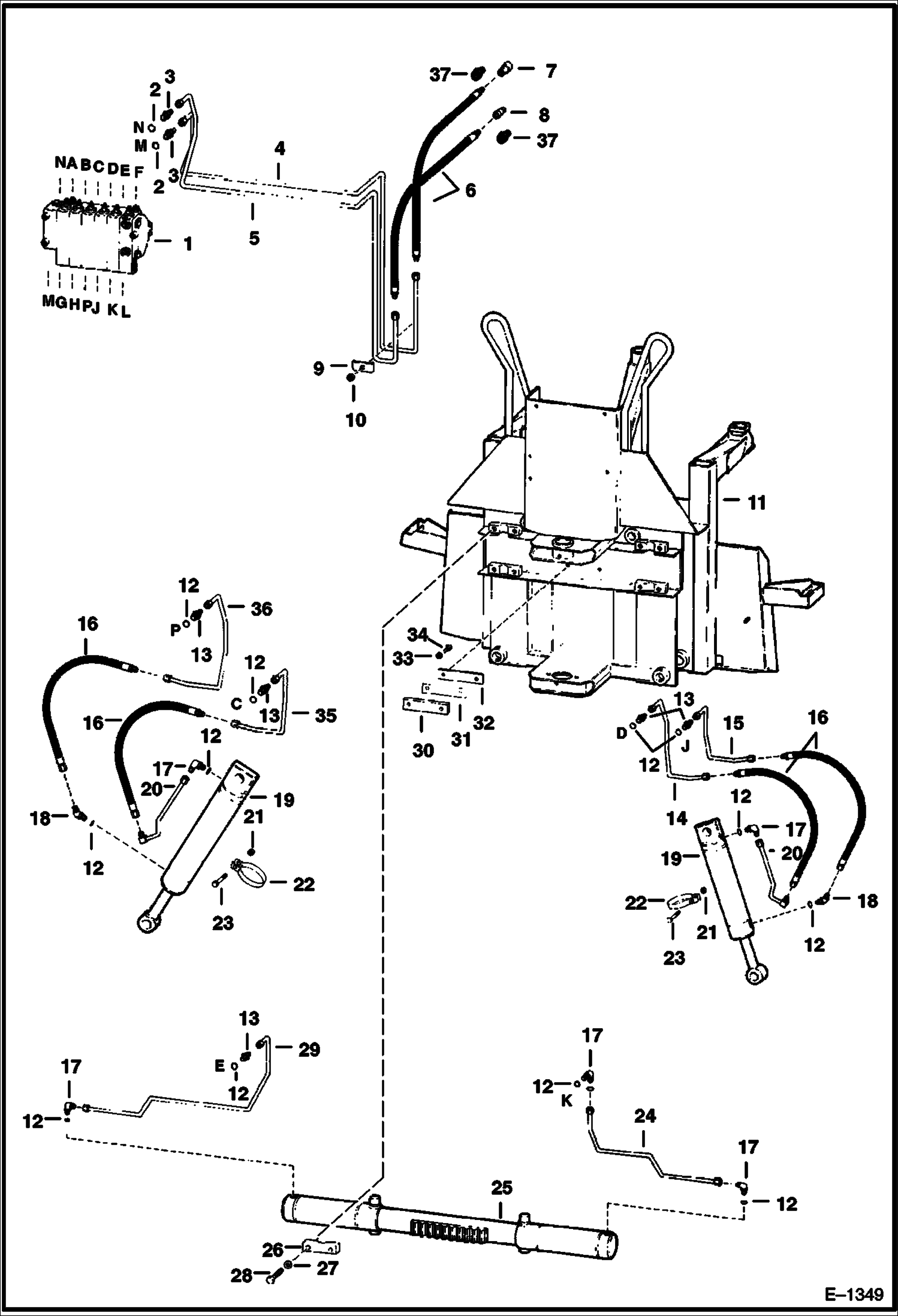 Схема запчастей Bobcat BACKHOE - BACKHOE (Main Frame Hydraulics With Cessna Valve) (911) (843 Only) 911 BACKHOE