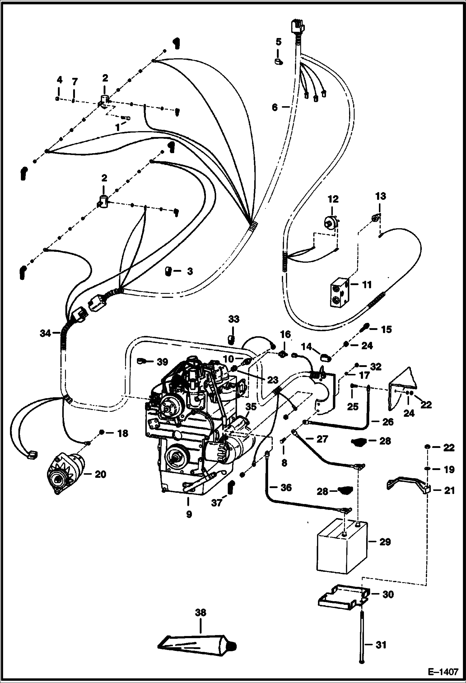Схема запчастей Bobcat 500s - ENGINE ELECTRICAL SYSTEM (S/N 25462 & Below) ELECTRICAL SYSTEM