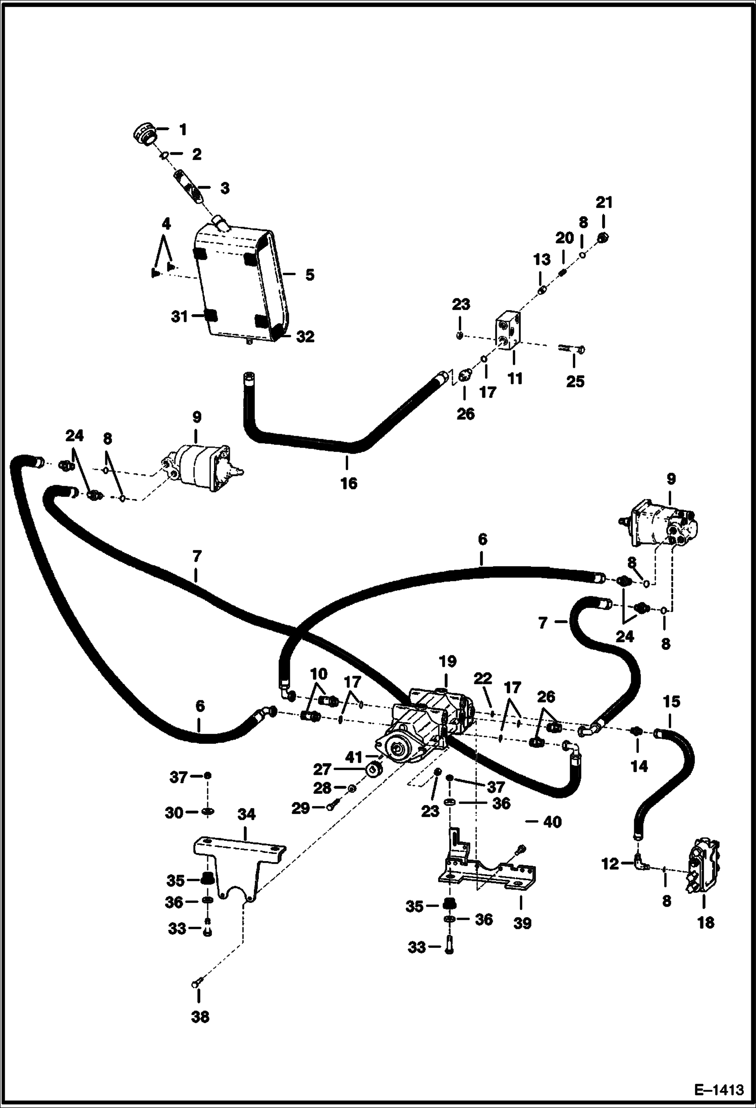 Схема запчастей Bobcat 500s - HYDROSTATIC CIRCUITRY (S/N 12999 & Below) HYDROSTATIC SYSTEM