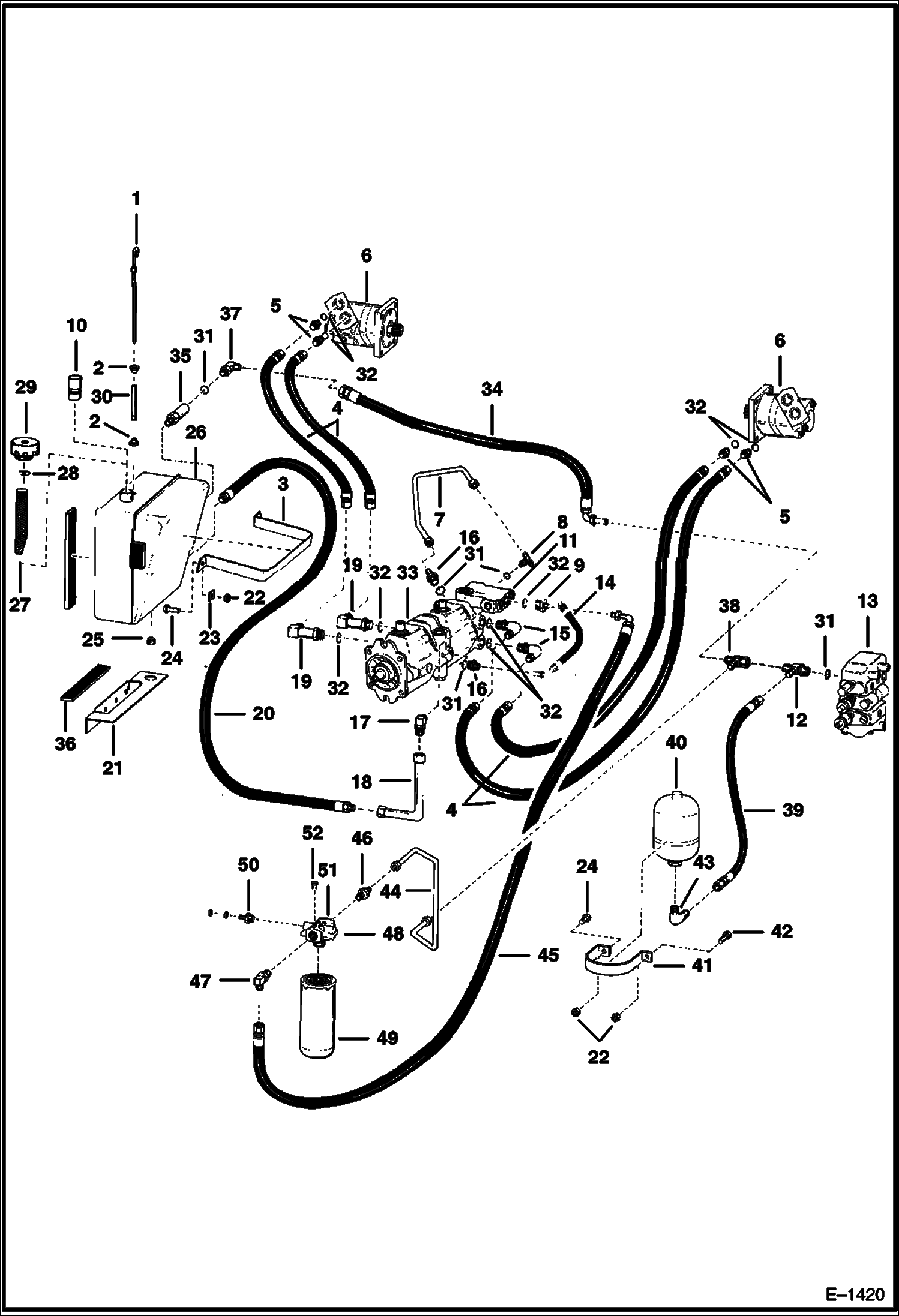 Схема запчастей Bobcat 800s - HYDROSTATIC CIRCUITRY (S/N 14999 & Below) HYDROSTATIC SYSTEM
