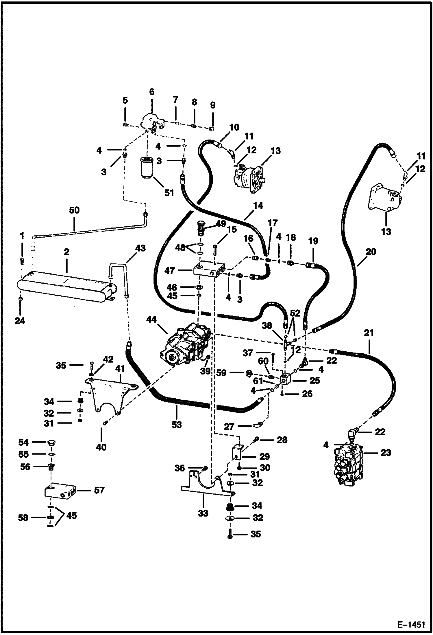 Схема запчастей Bobcat 700s - HYDROSTATIC CIRCUITRY (S/N 14999 & Below) HYDROSTATIC SYSTEM