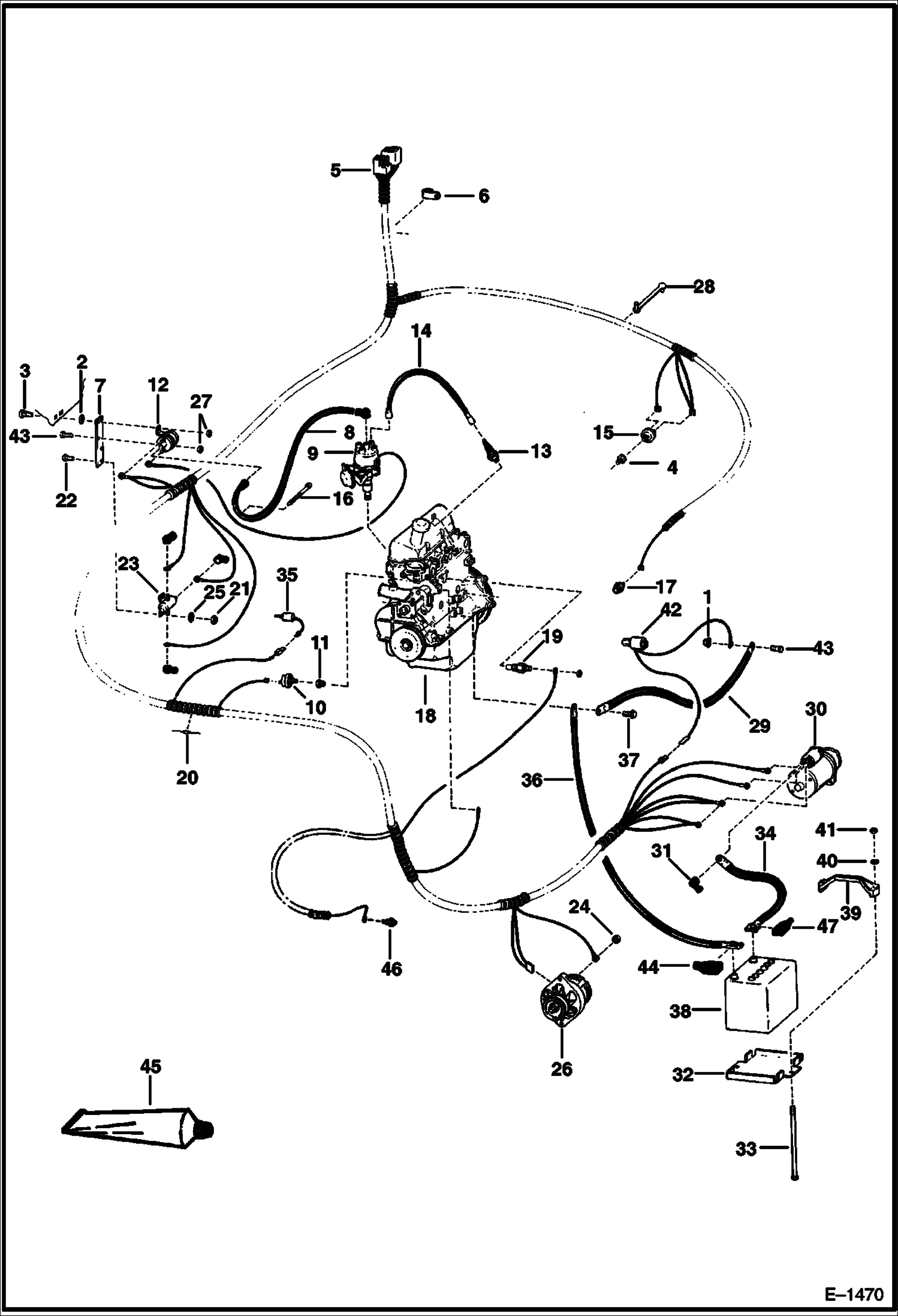 Схема запчастей Bobcat 600s - ENGINE ELECTRICAL CIRCUITRY (S/N 13003 & Above) ELECTRICAL SYSTEM