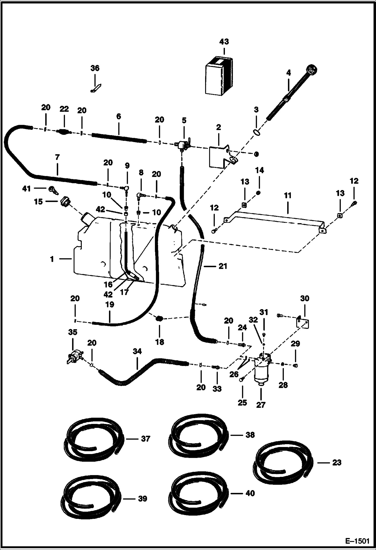Схема запчастей Bobcat 400s - FUEL SYSTEM (5618 11001 - & 5619 11001 -) MAIN FRAME