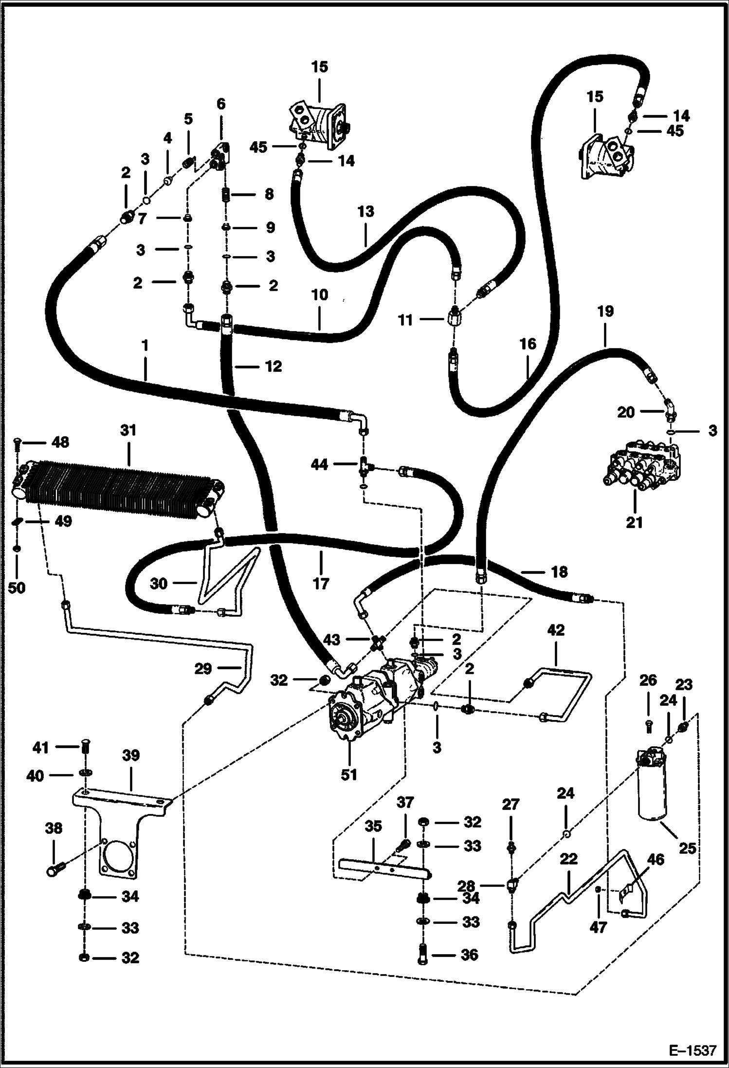 Схема запчастей Bobcat 800s - HYDROSTATIC CIRCUITRY (S/N 15001 thru 15622) HYDROSTATIC SYSTEM