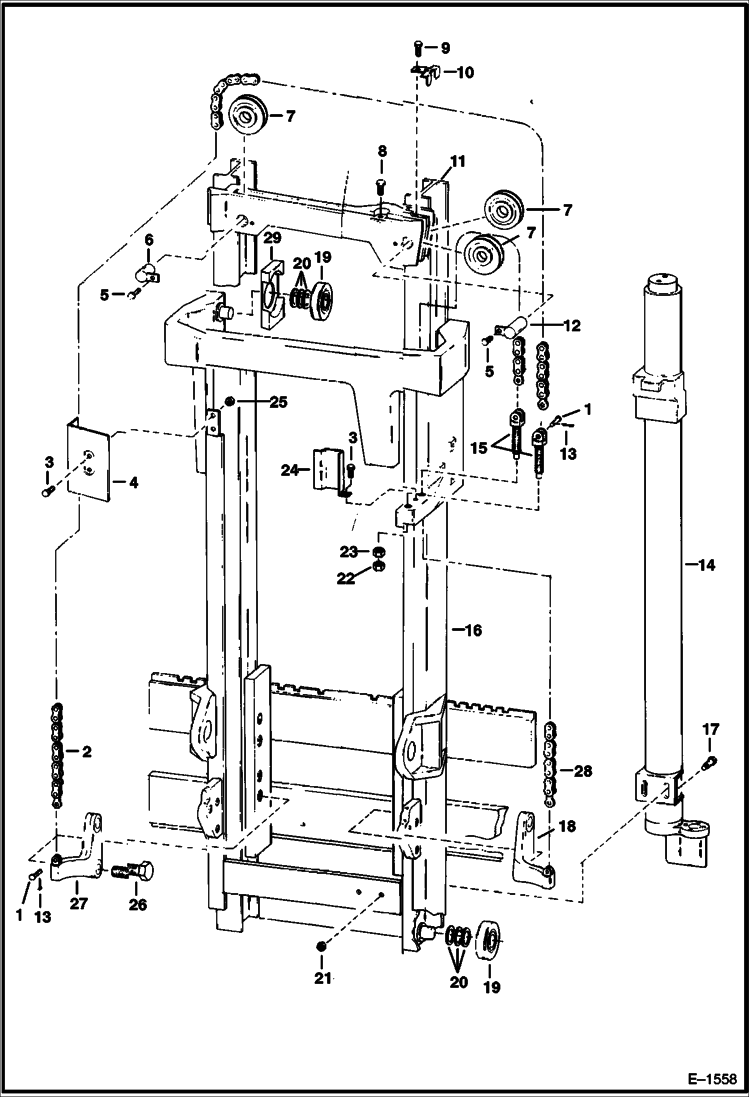 Схема запчастей Bobcat Articulated Loaders - MAST & ATTACHING PARTS MAIN FRAME