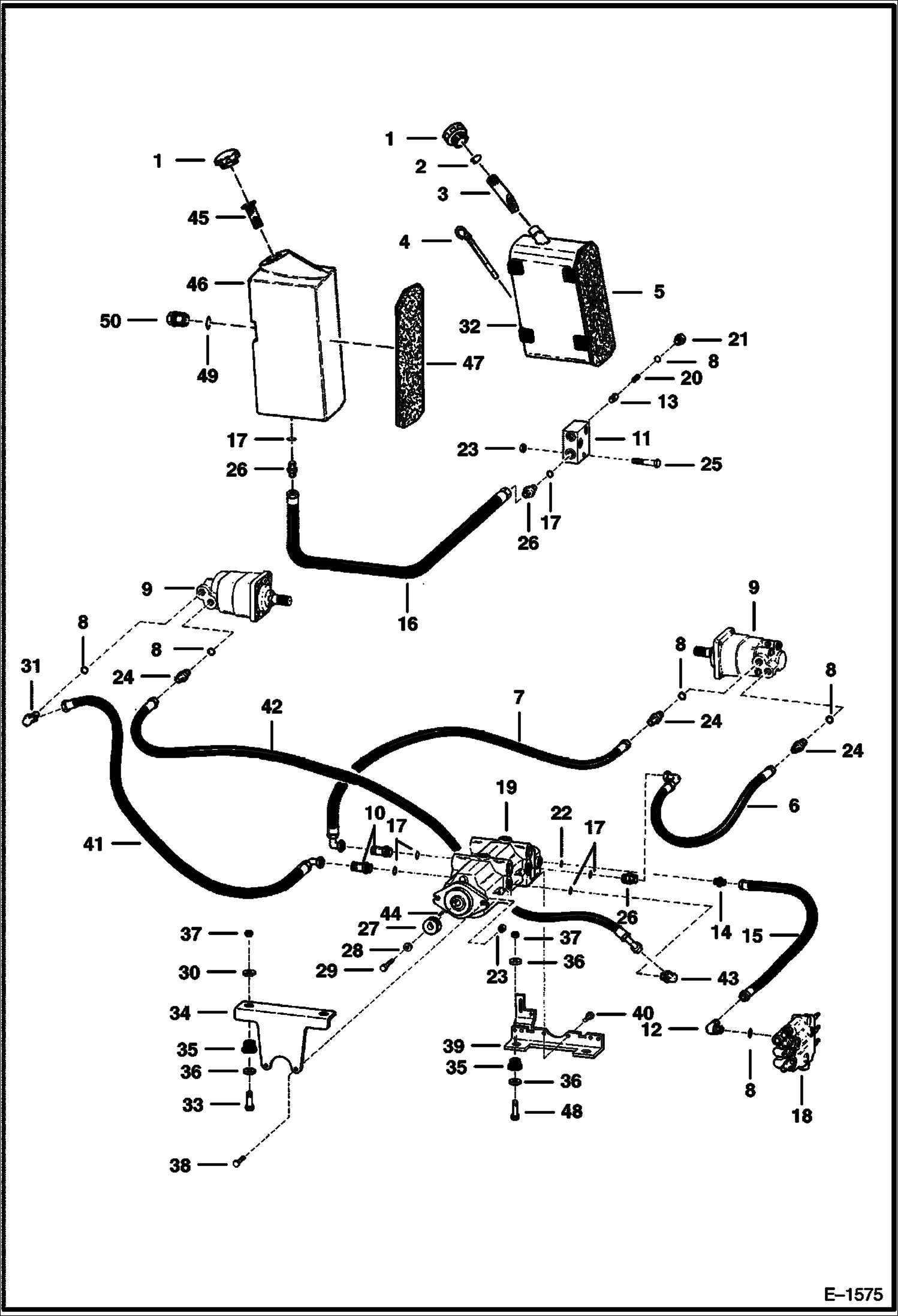 Схема запчастей Bobcat 500s - HYDROSTATIC CIRCUITRY (S/N 13001 & Above) HYDROSTATIC SYSTEM