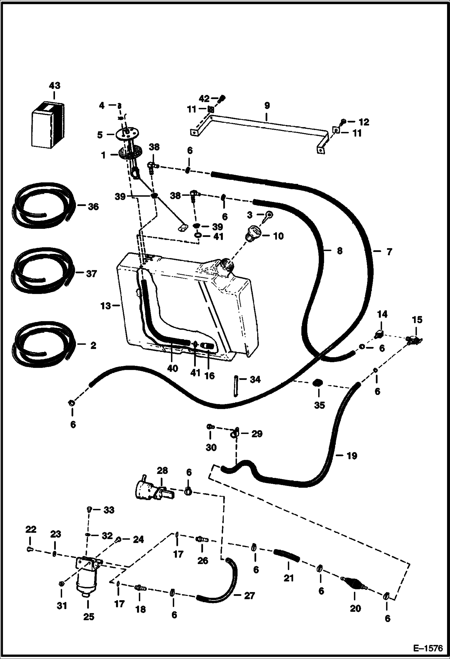 Схема запчастей Bobcat 500s - FUEL SYSTEM MAIN FRAME