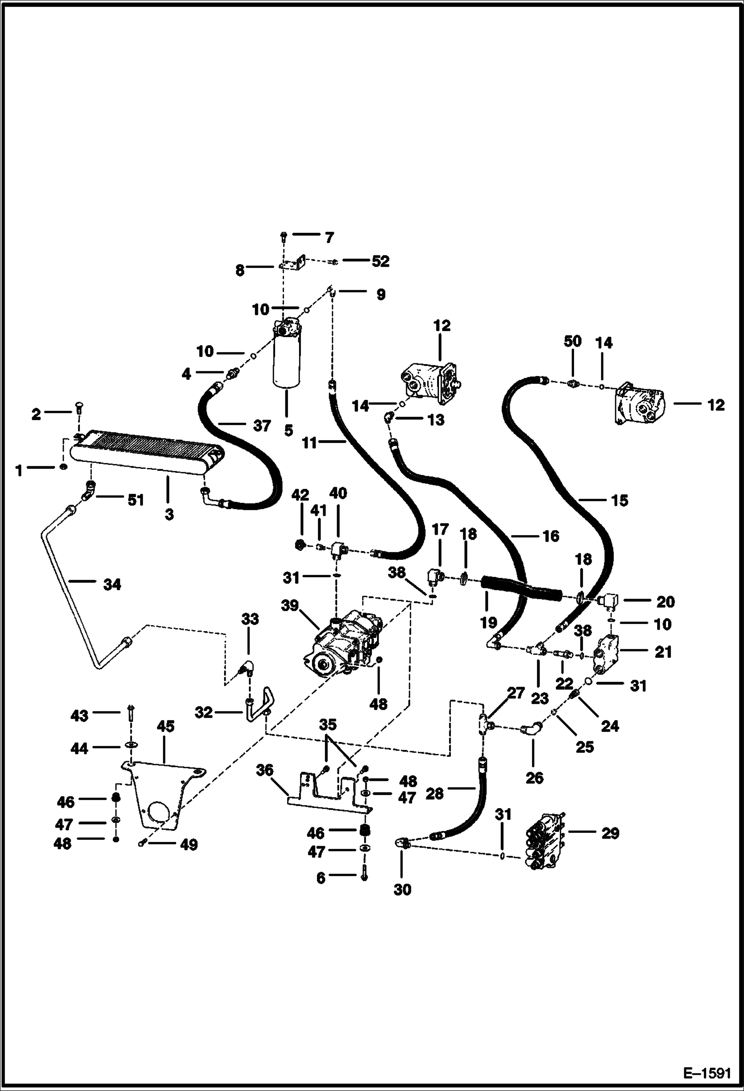 Схема запчастей Bobcat 700s - HYDROSTATIC CIRCUITRY (S/N 15001 & Above) HYDROSTATIC SYSTEM