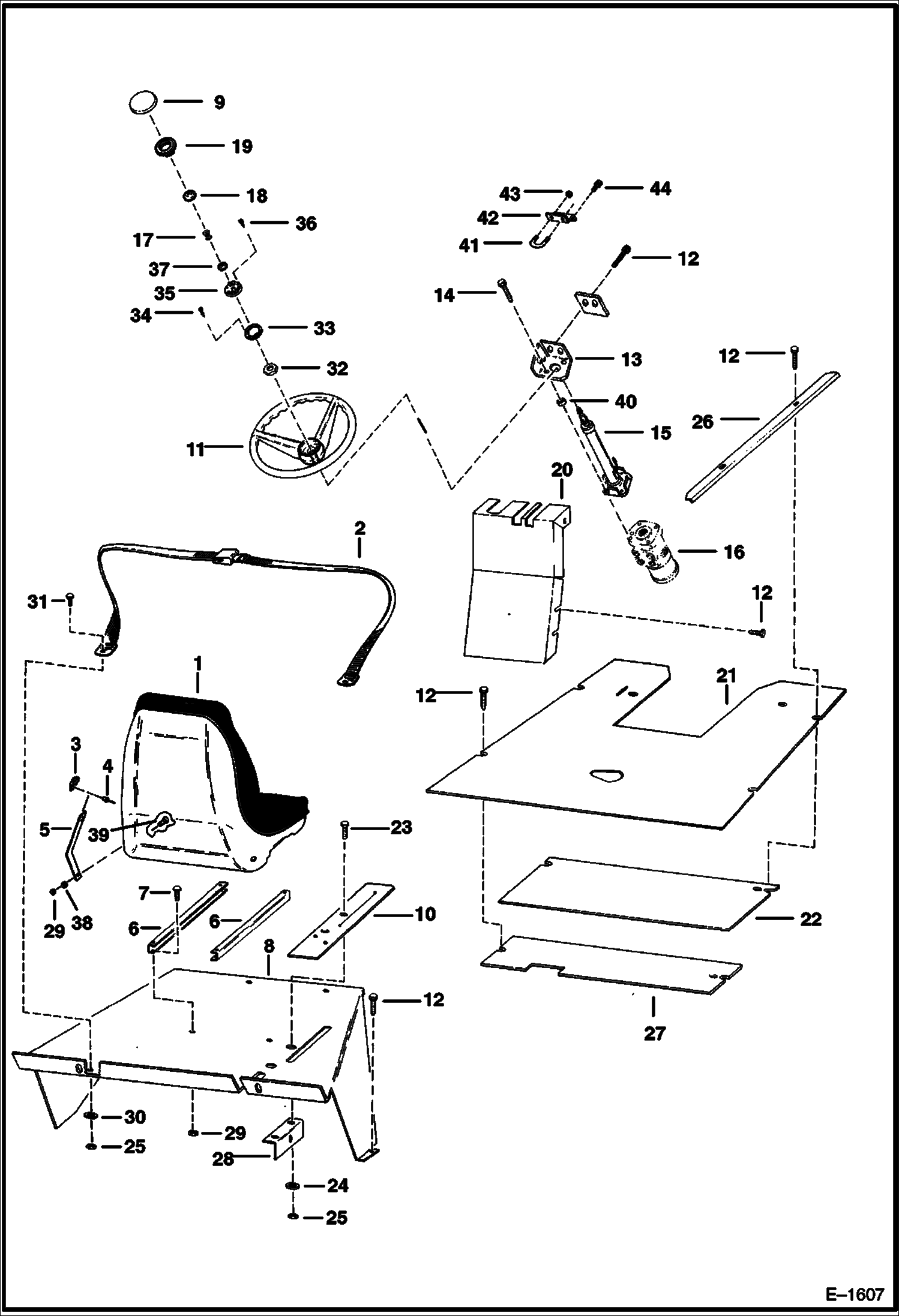 Схема запчастей Bobcat Articulated Loaders - SEAT & STEERING CONTROL (S/N 13061 & Above) MAIN FRAME