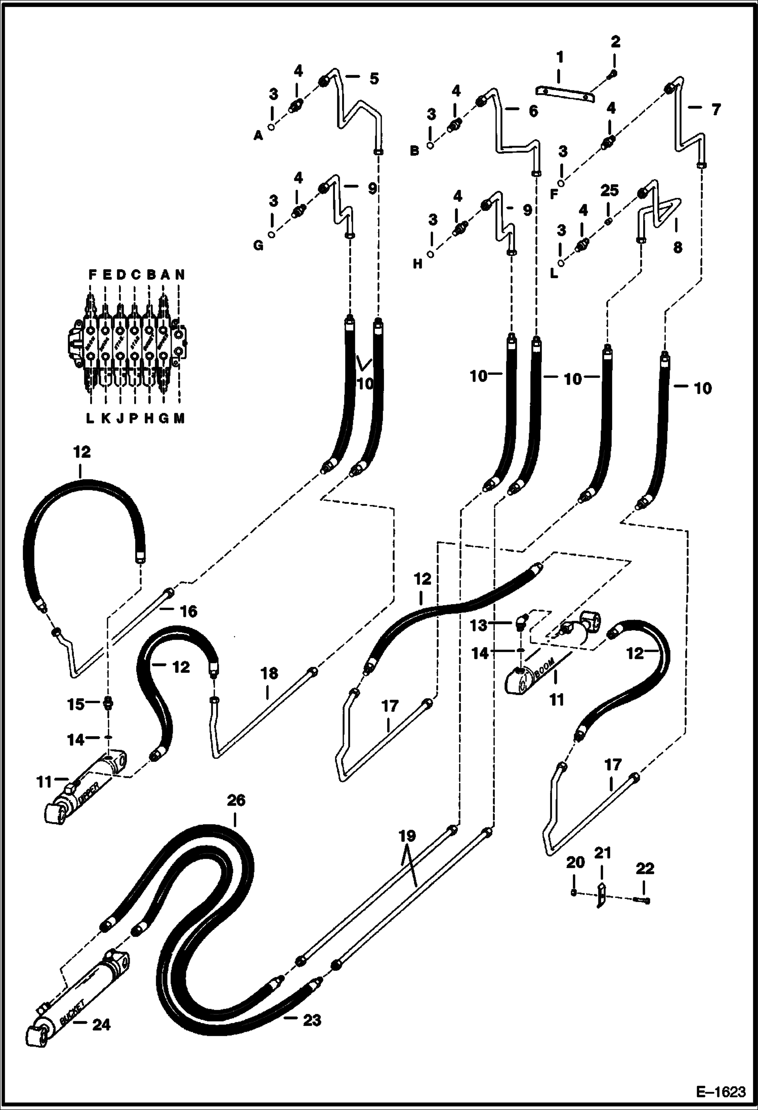 Схема запчастей Bobcat BACKHOE - BACKHOE (Boom Hydraulic Circuitry With Husco Valve) (911) 911 BACKHOE