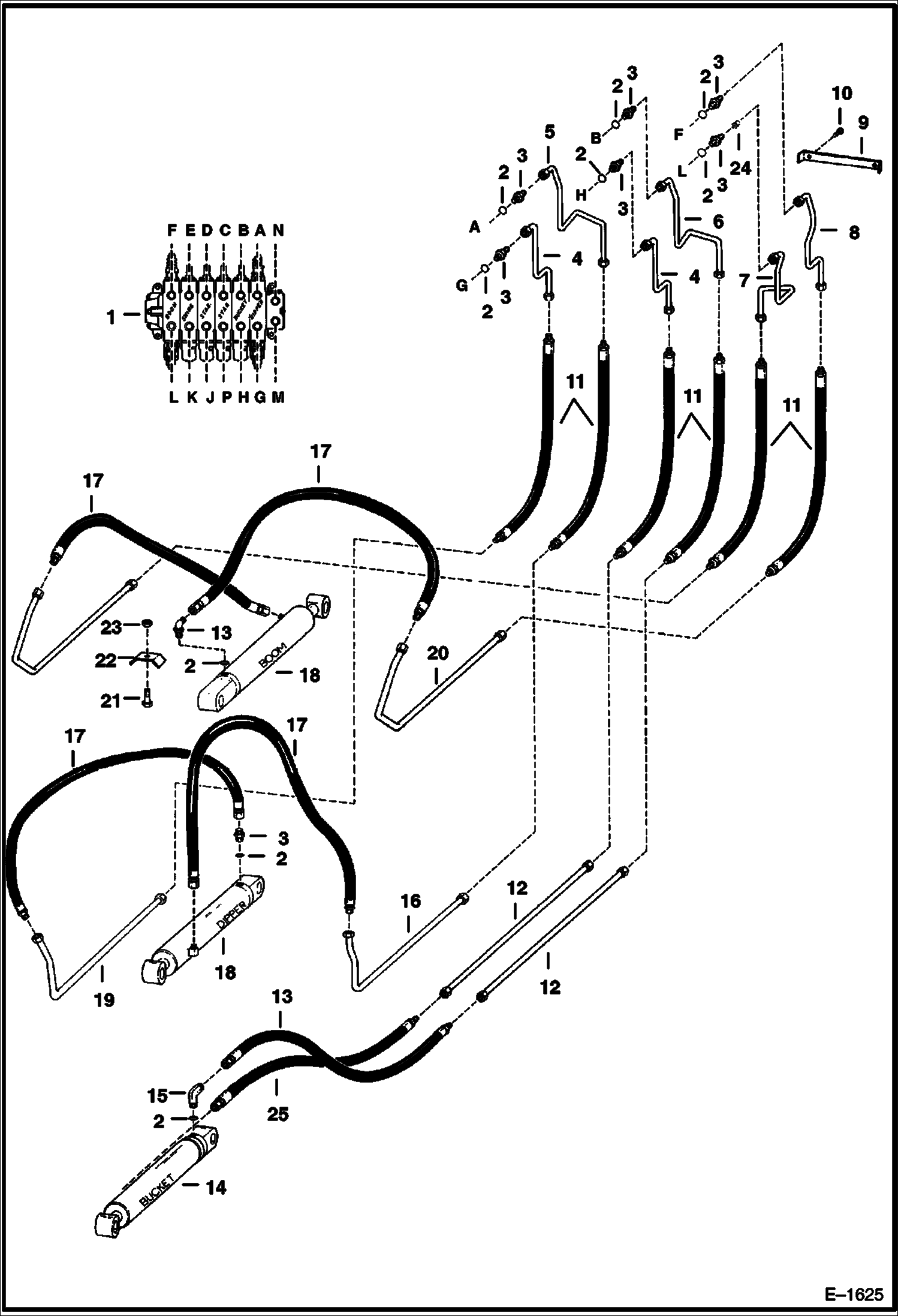 Схема запчастей Bobcat BACKHOE - BACKHOE (Boom Hydraulic Circuitry With Husco Valve) (909 113802037 & Above) 909 BACKHOE