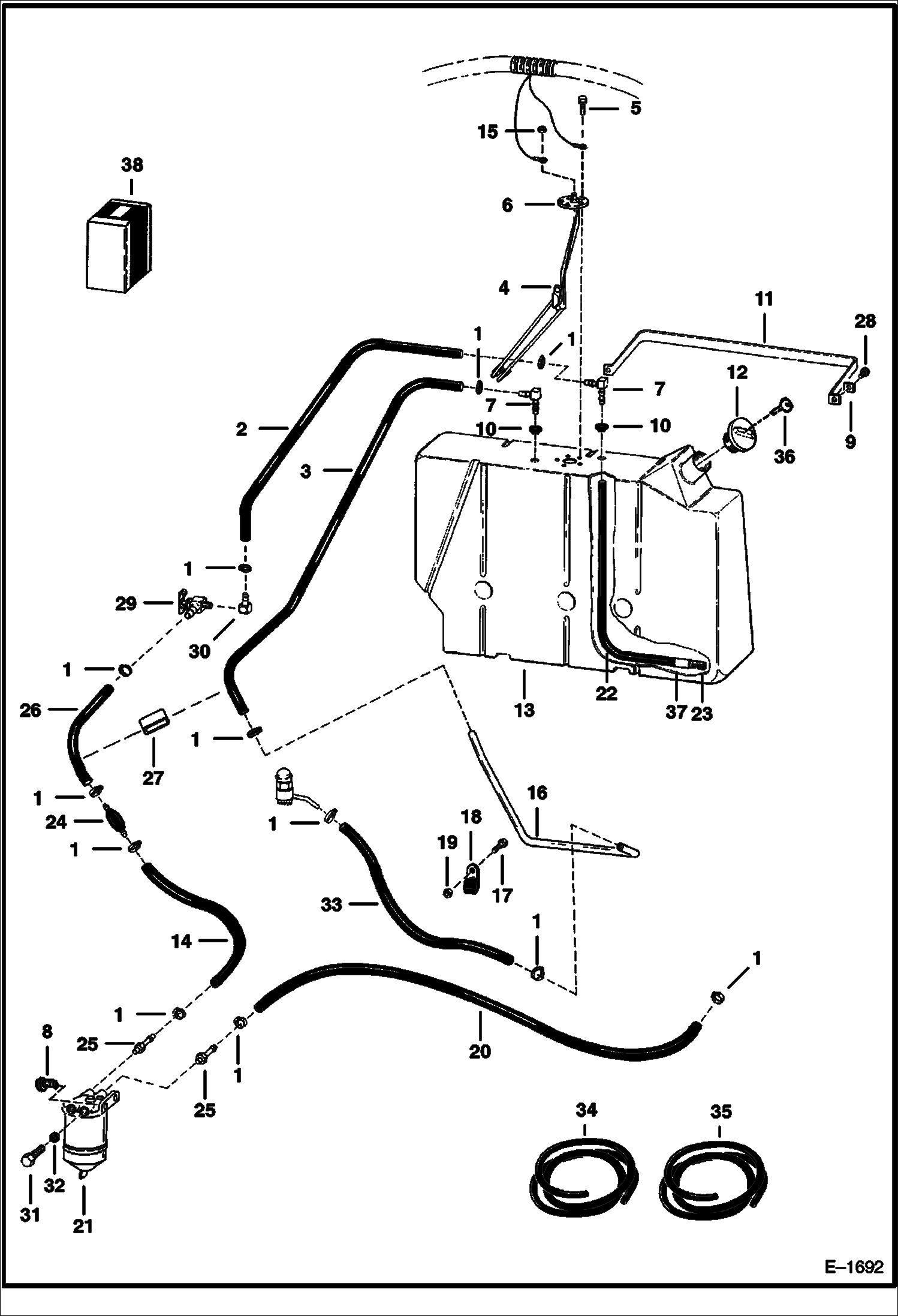 Схема запчастей Bobcat 800s - FUEL SYSTEM MAIN FRAME