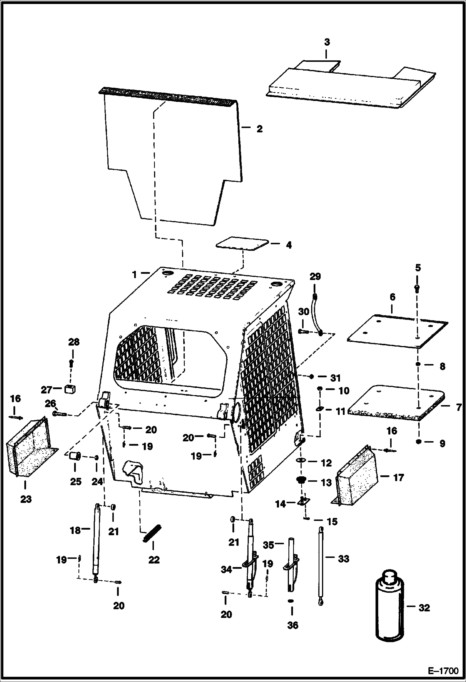 Схема запчастей Bobcat Feller Buncher - OPERATOR CAB MAIN FRAME