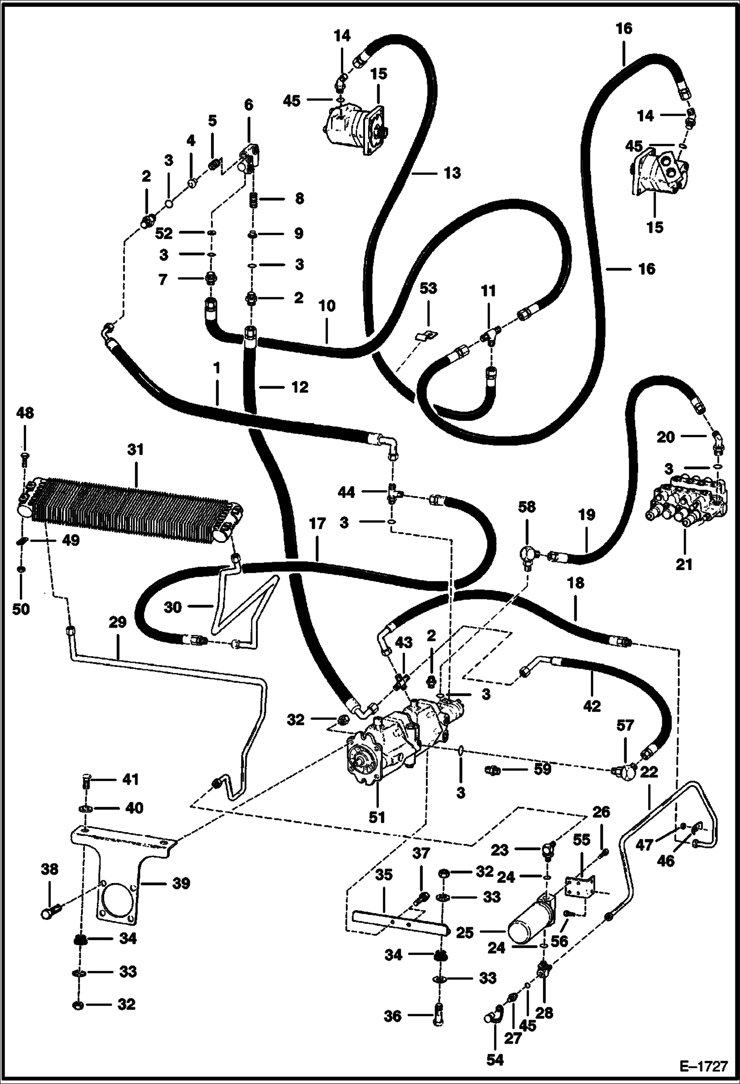 Схема запчастей Bobcat 800s - HYDROSTATIC CIRCUITRY (S/N 22441 & Above) HYDROSTATIC SYSTEM