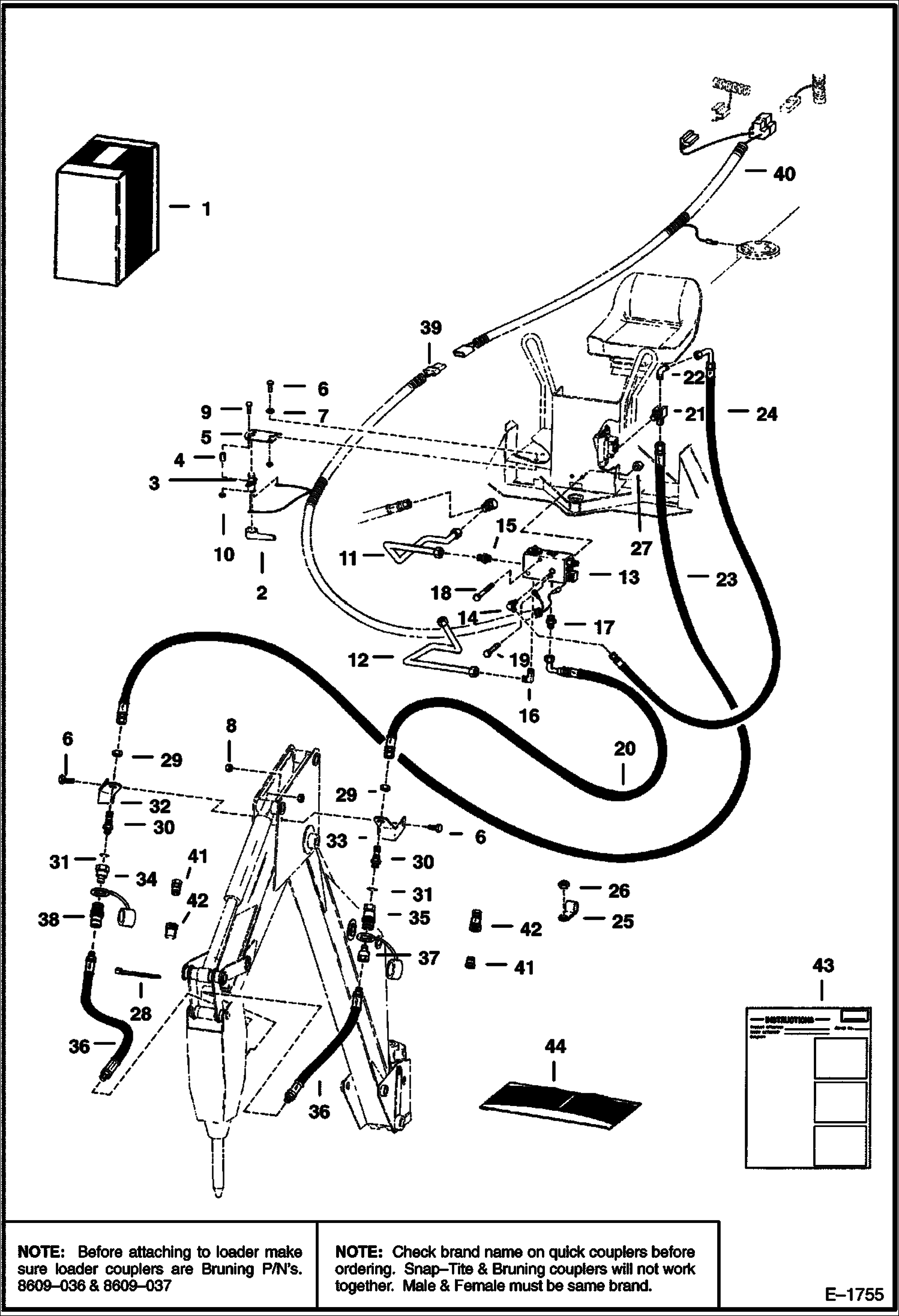 Схема запчастей Bobcat BREAKERS - BREAKER (Backhoe Mtg Kit) (5500) (Use on 913 Backhoe W/Husco Control Valve) Loader