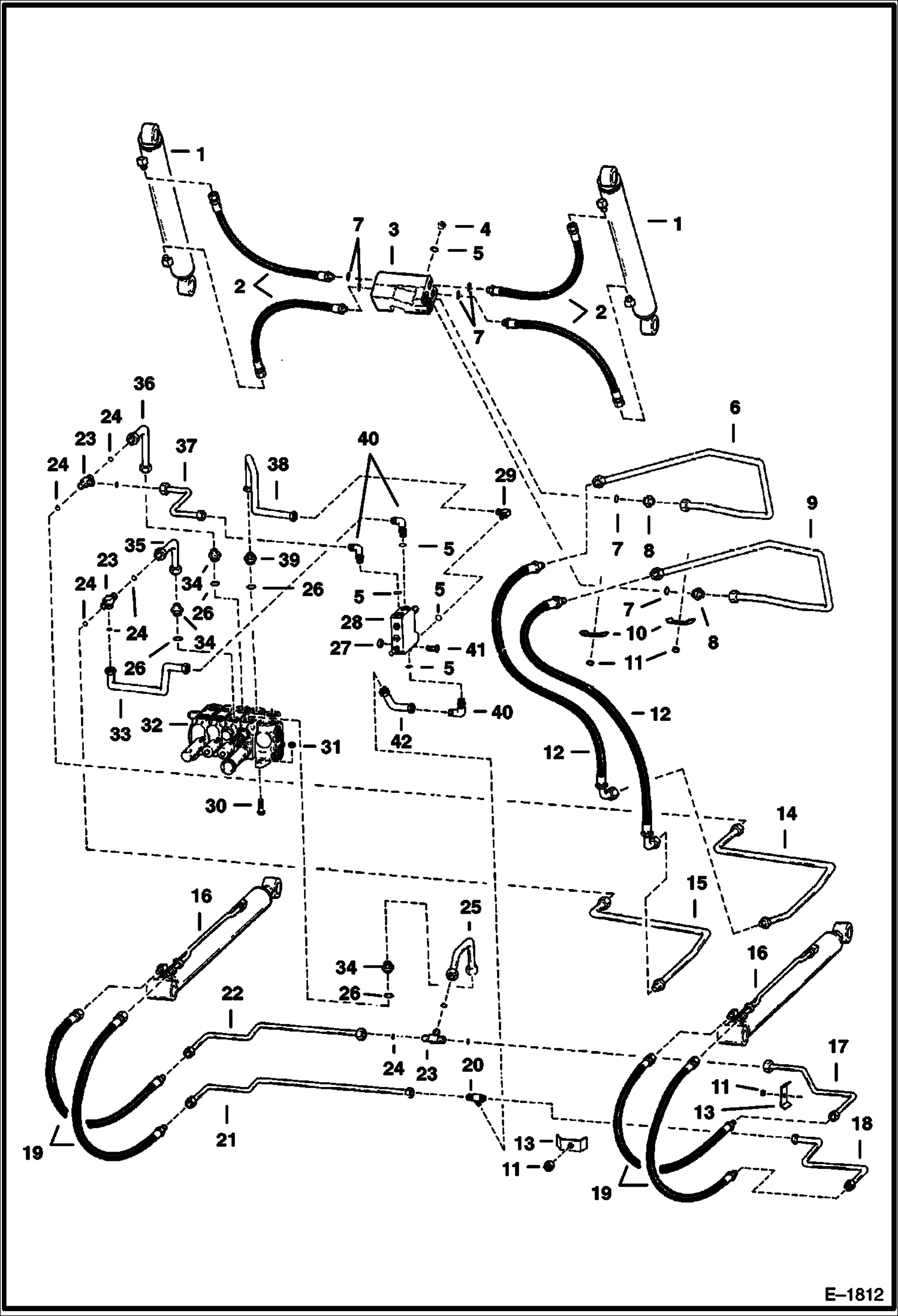 Схема запчастей Bobcat 900s - HYDRAULIC CIRCUITRY (S/N 12001 & Above) HYDRAULIC SYSTEM