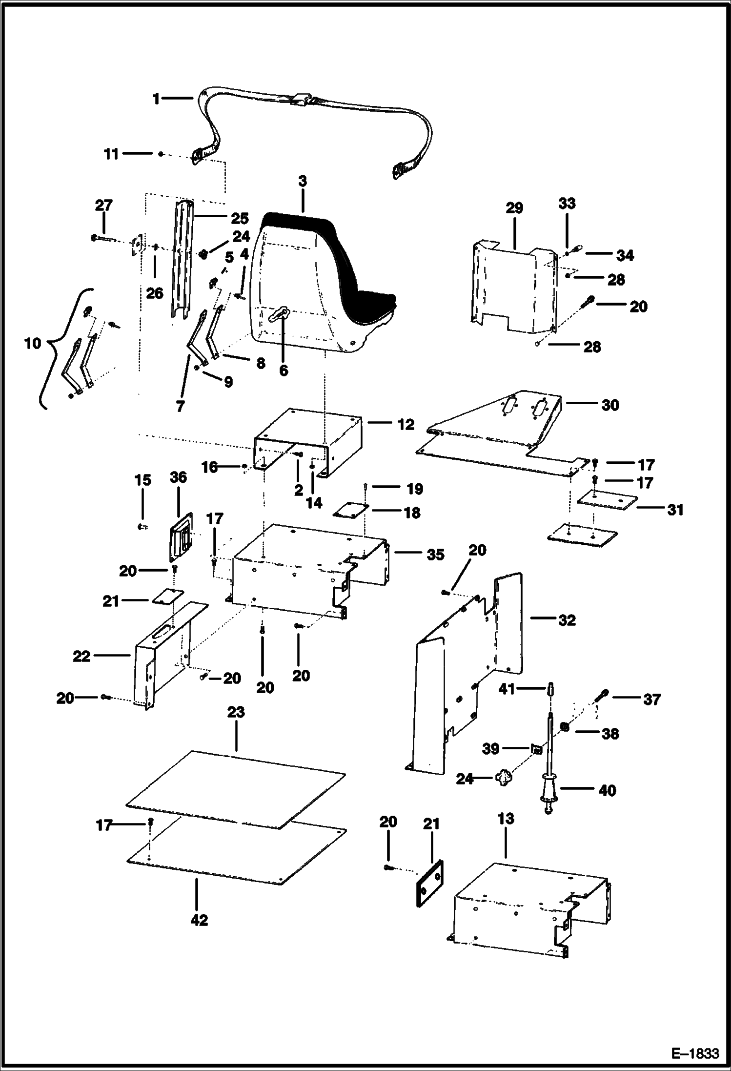 Схема запчастей Bobcat Articulated Loaders - SEAT & PANELS MAIN FRAME