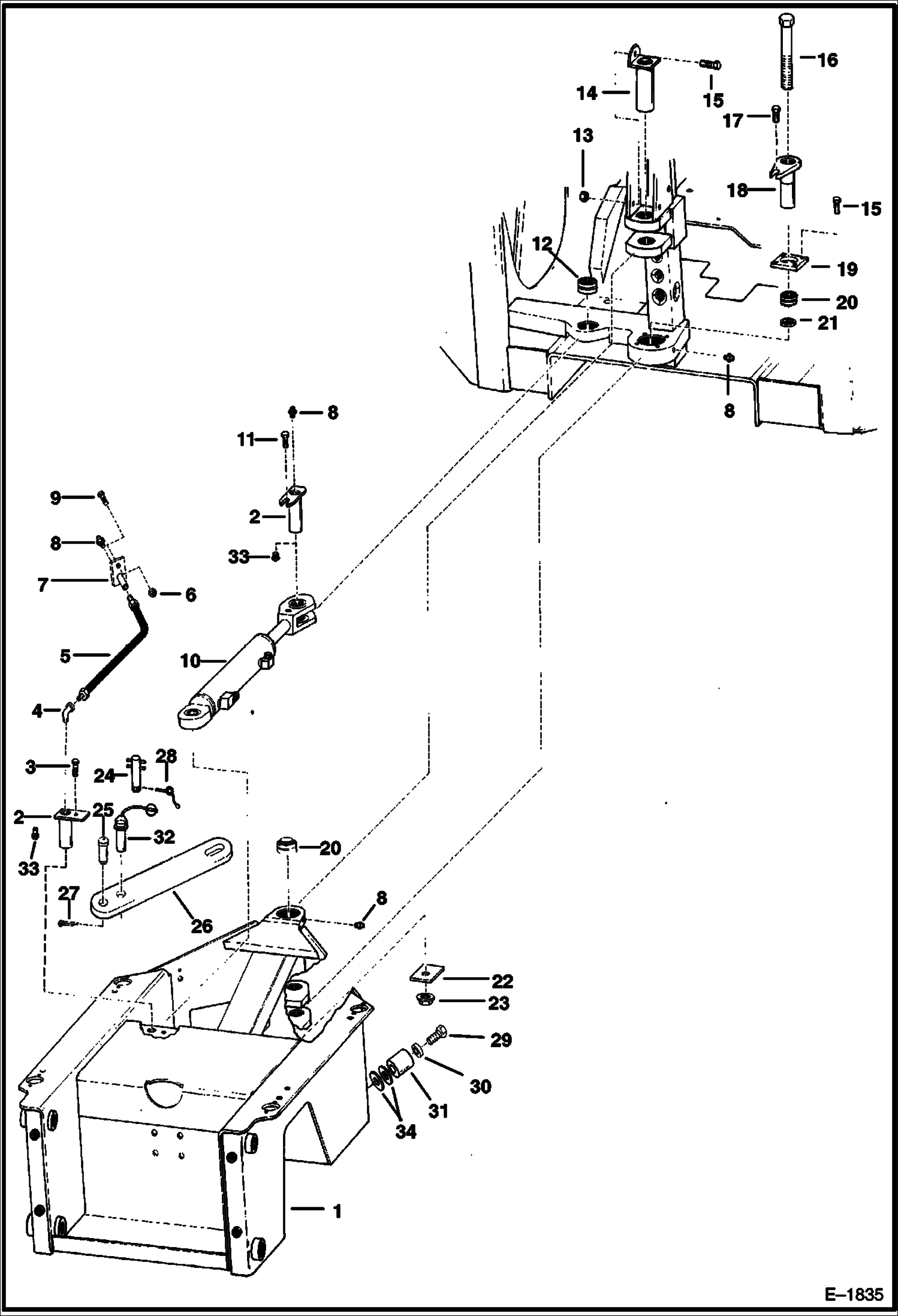 Схема запчастей Bobcat Articulated Loaders - REAR FRAME & ARTICULATION UNIT MAIN FRAME
